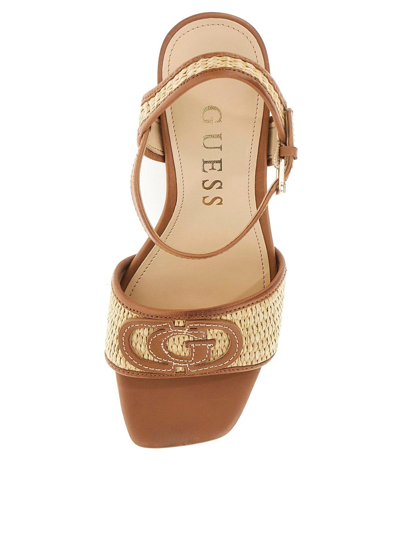 Image 2 of 4 of Guess Ganika Block Heel Raffia Sandal