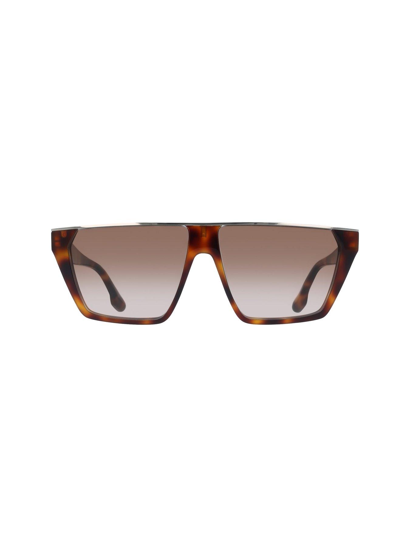  image of victoria-beckham-vb683s-modified-rectangle-acetate-sunglasses-brown