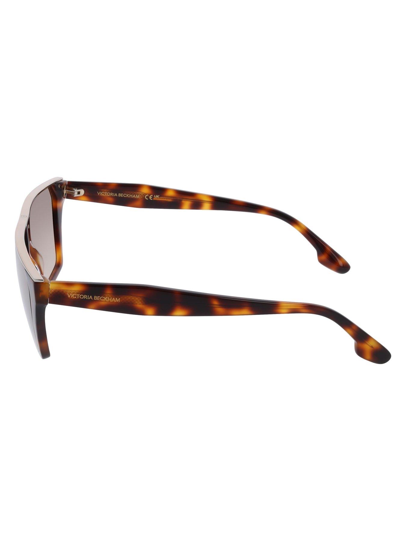  image of victoria-beckham-vb683s-modified-rectangle-acetate-sunglasses-brown