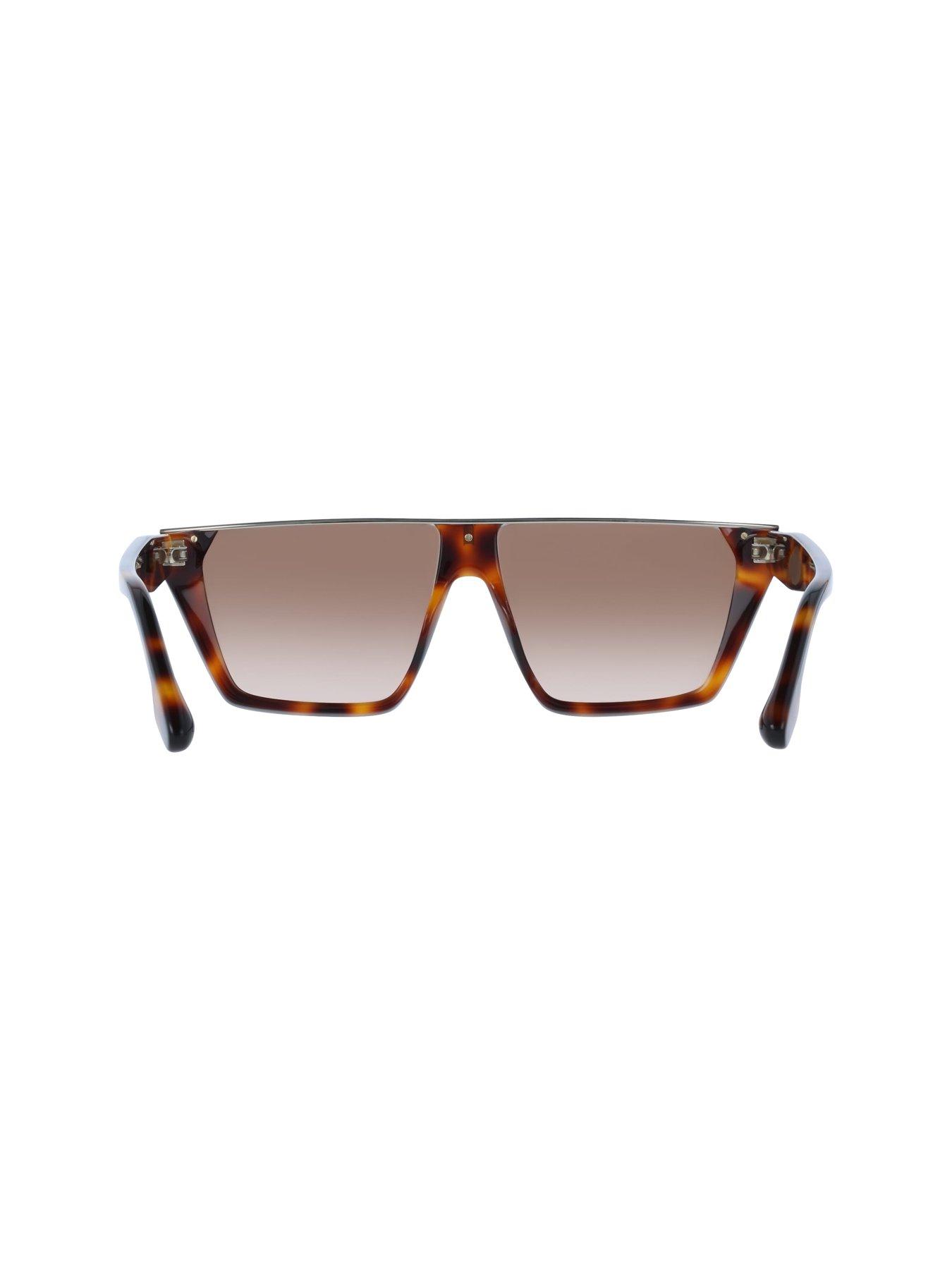  image of victoria-beckham-vb683s-modified-rectangle-acetate-sunglasses-brown
