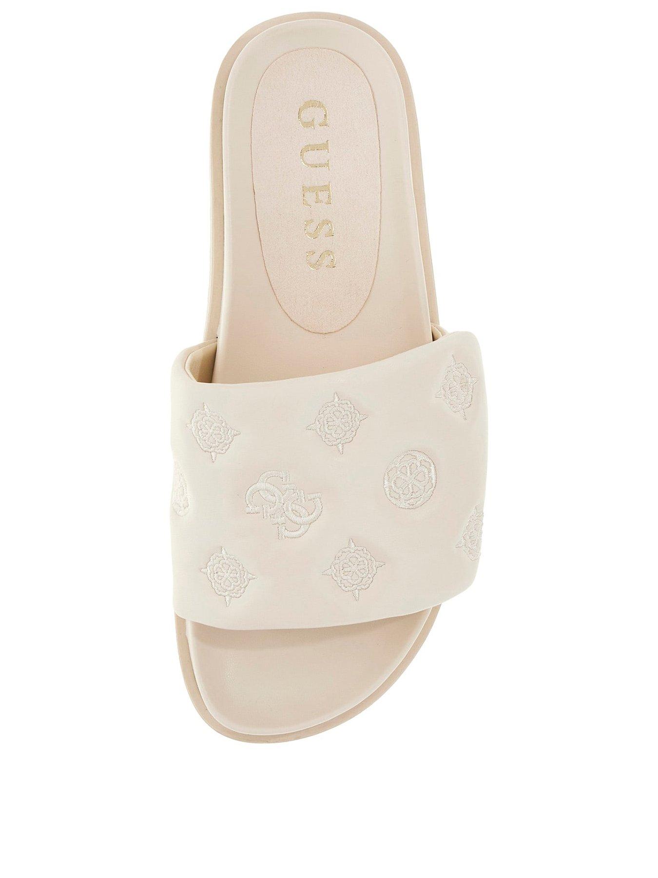 stillFront image of guess-fabio-puffy-logo-slide-cream