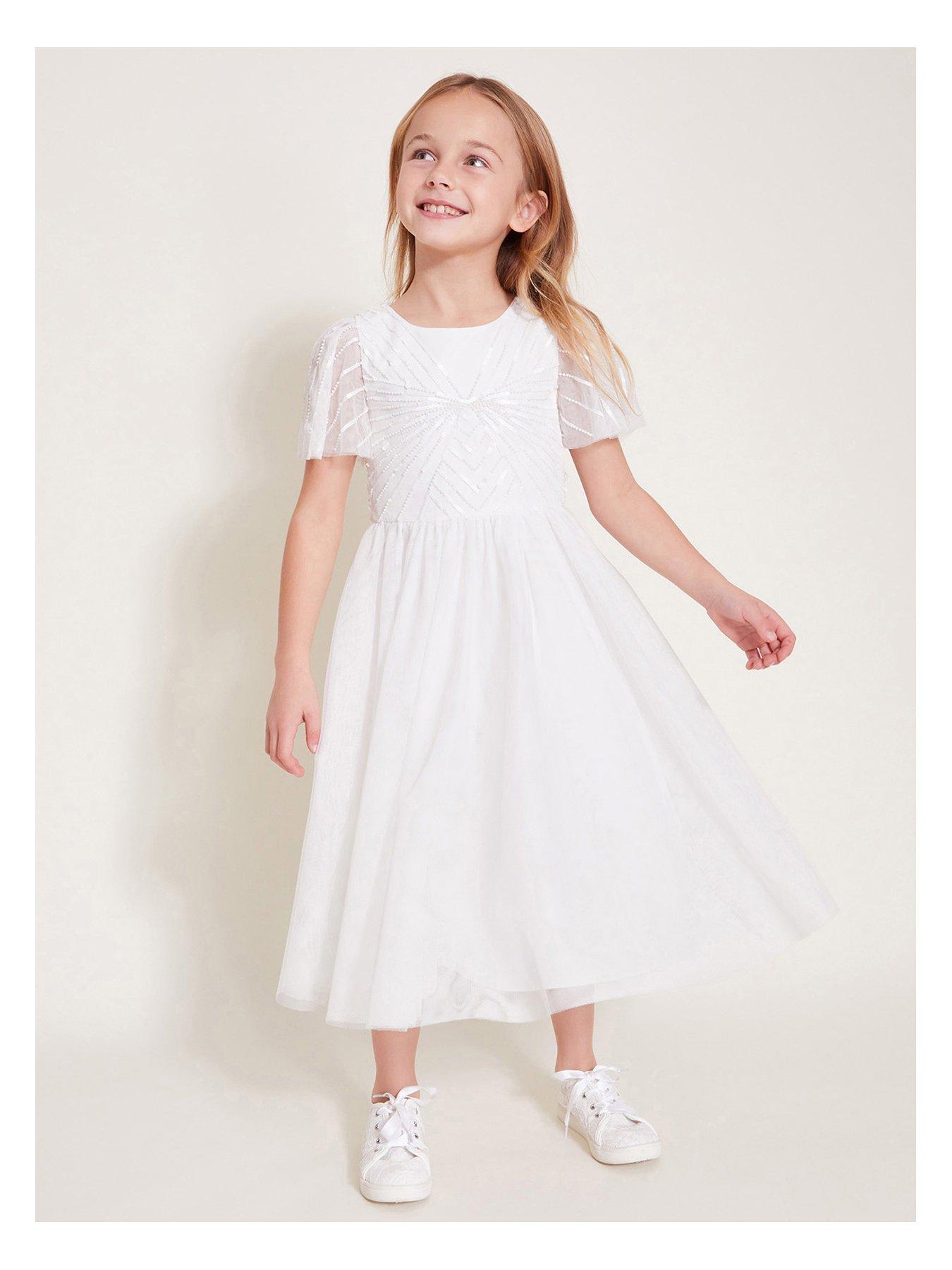 undefined Girls Sunray Beaded Dress - Ivory