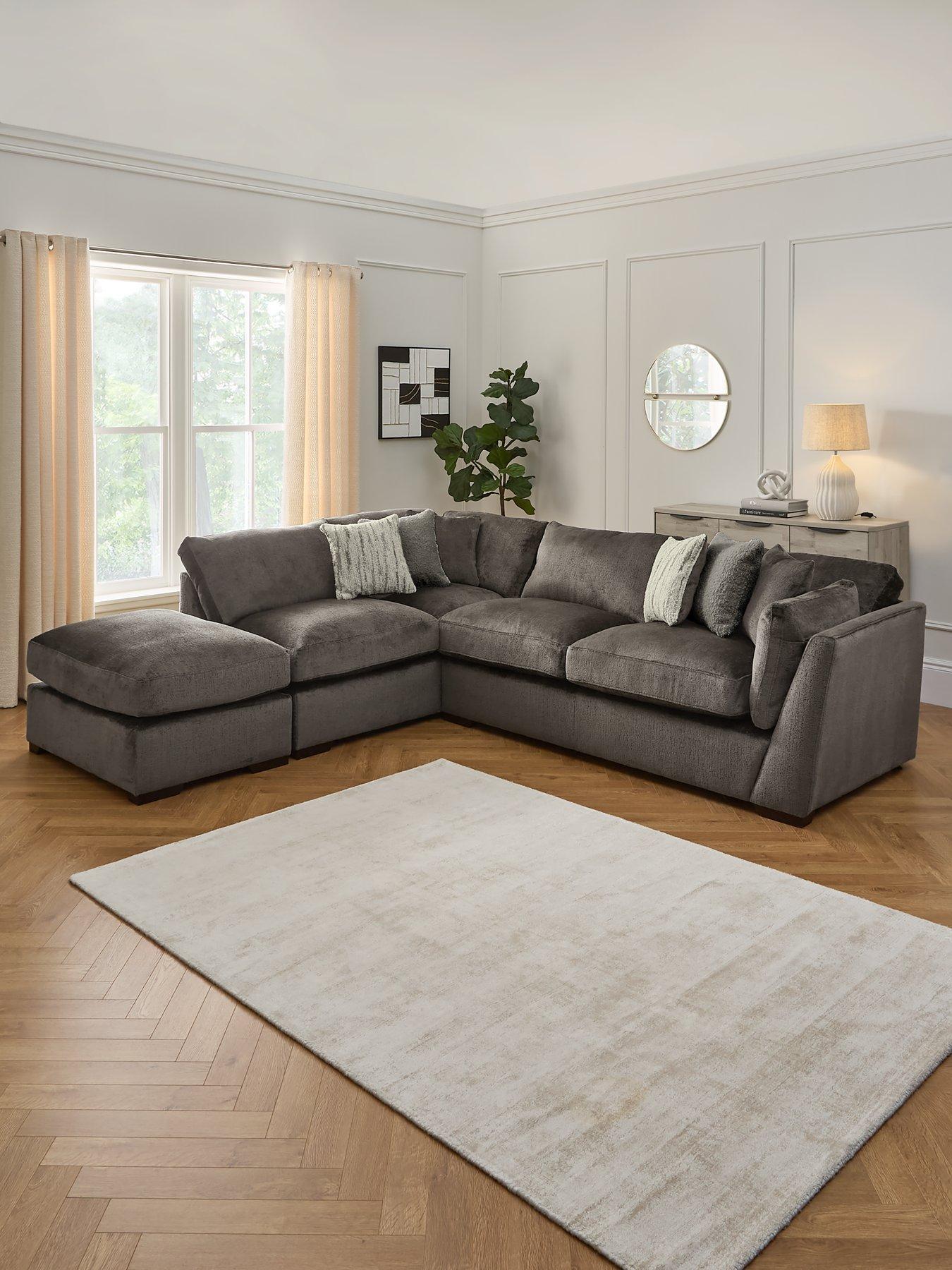 undefined Anniston Fabric Left Hand Corner Chaise Sofa with Footstool - Made to Order in the UK