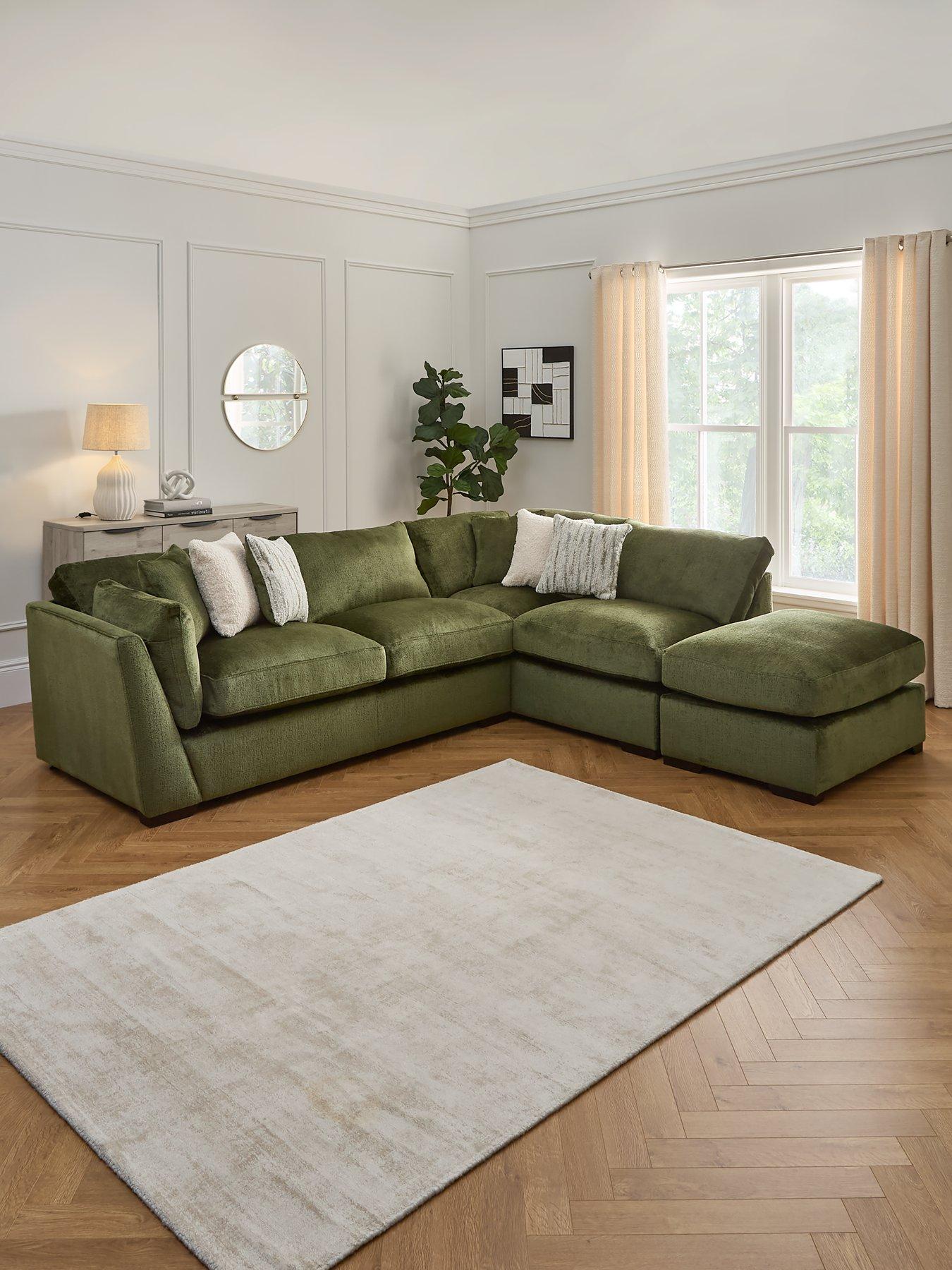 Image 1 of 7 of Very Home Anniston Fabric Right Hand Corner&nbsp;Chaise Sofa with Footstool&nbsp;- Made to Order in the UK