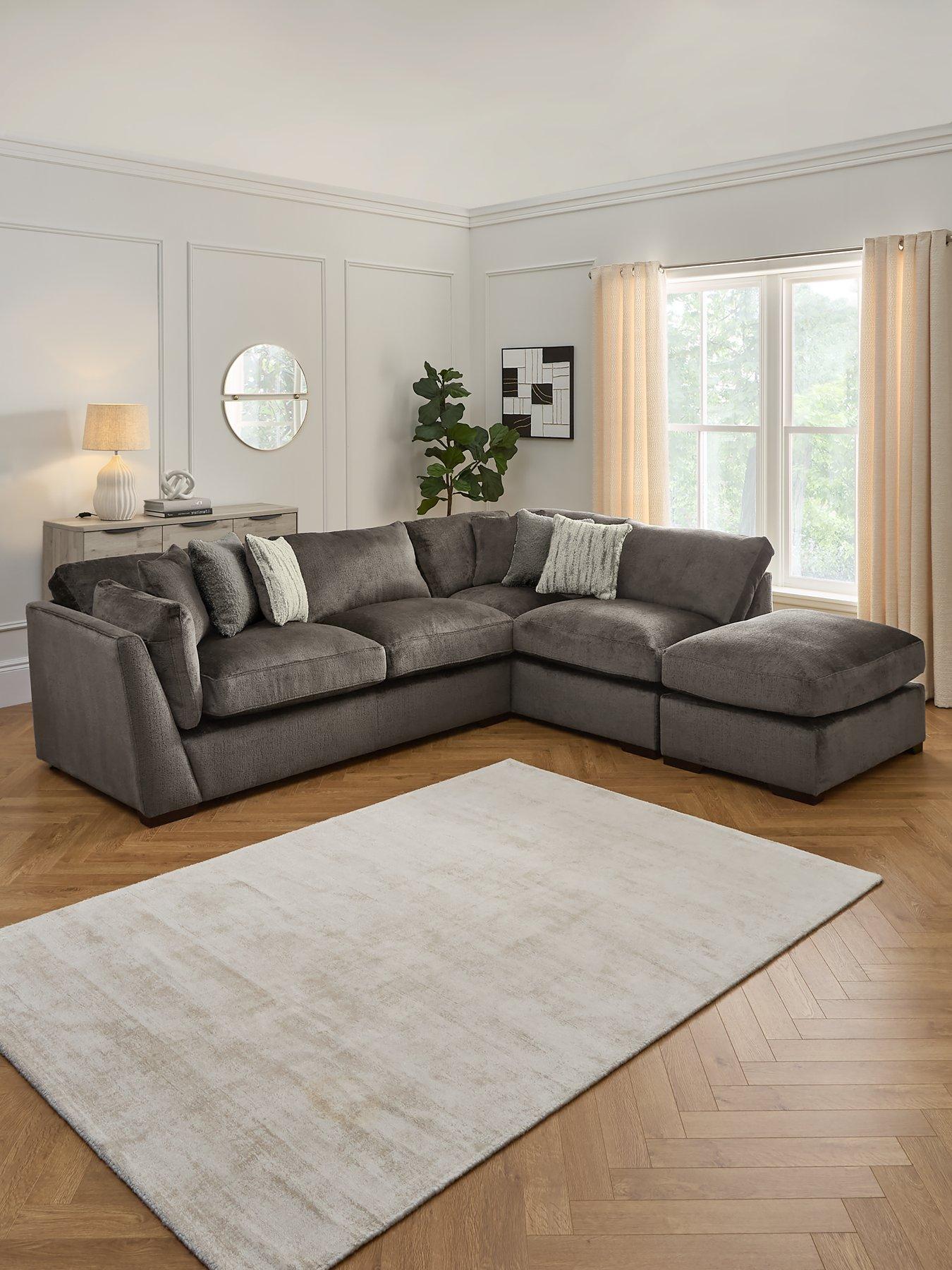 undefined Anniston Fabric Right Hand Corner Chaise Sofa with Footstool - Made to Order in the UK