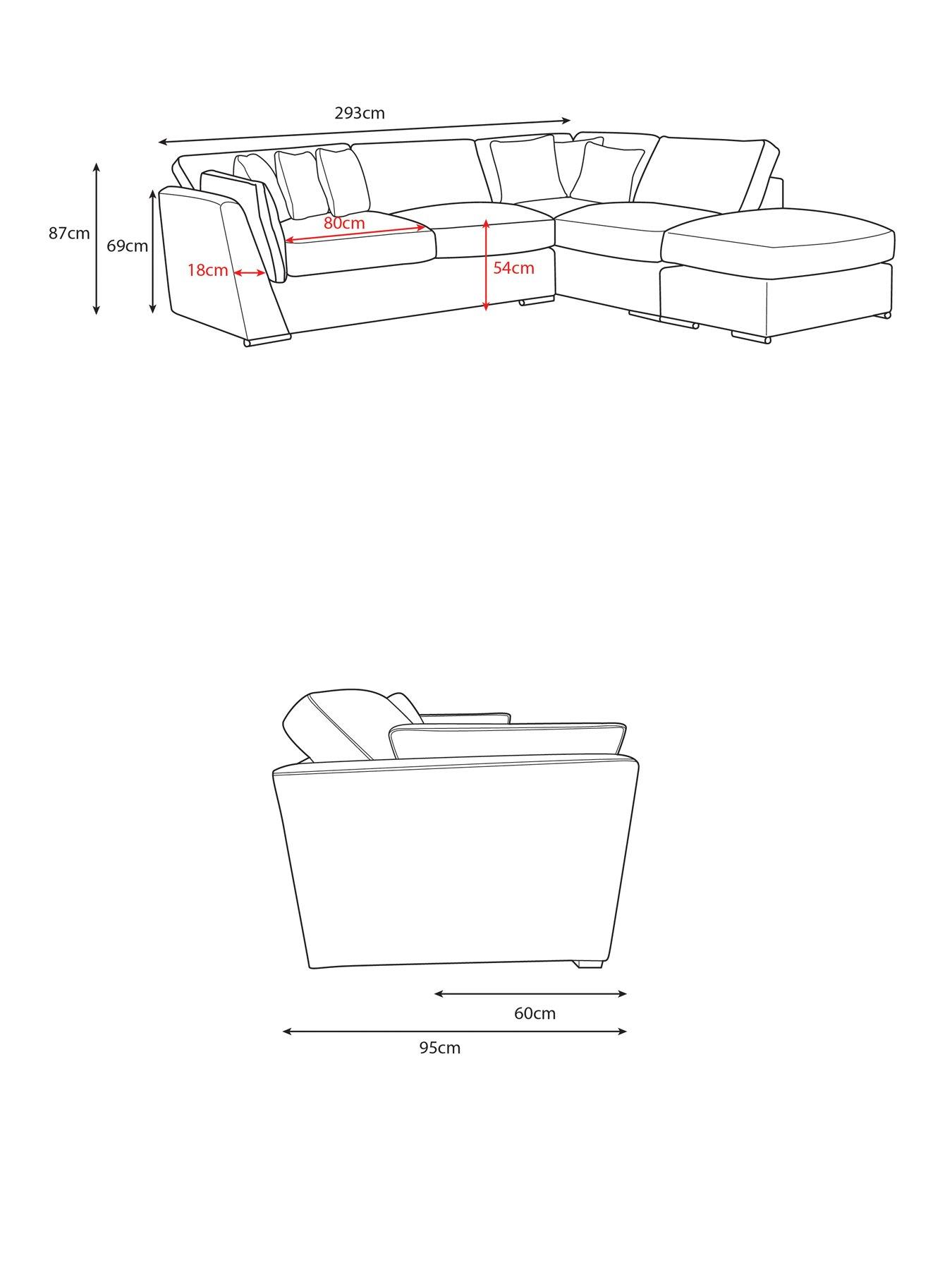 Image 7 of 7 of Very Home Anniston Fabric Right Hand Corner&nbsp;Chaise Sofa with Footstool&nbsp;- Made to Order in the UK
