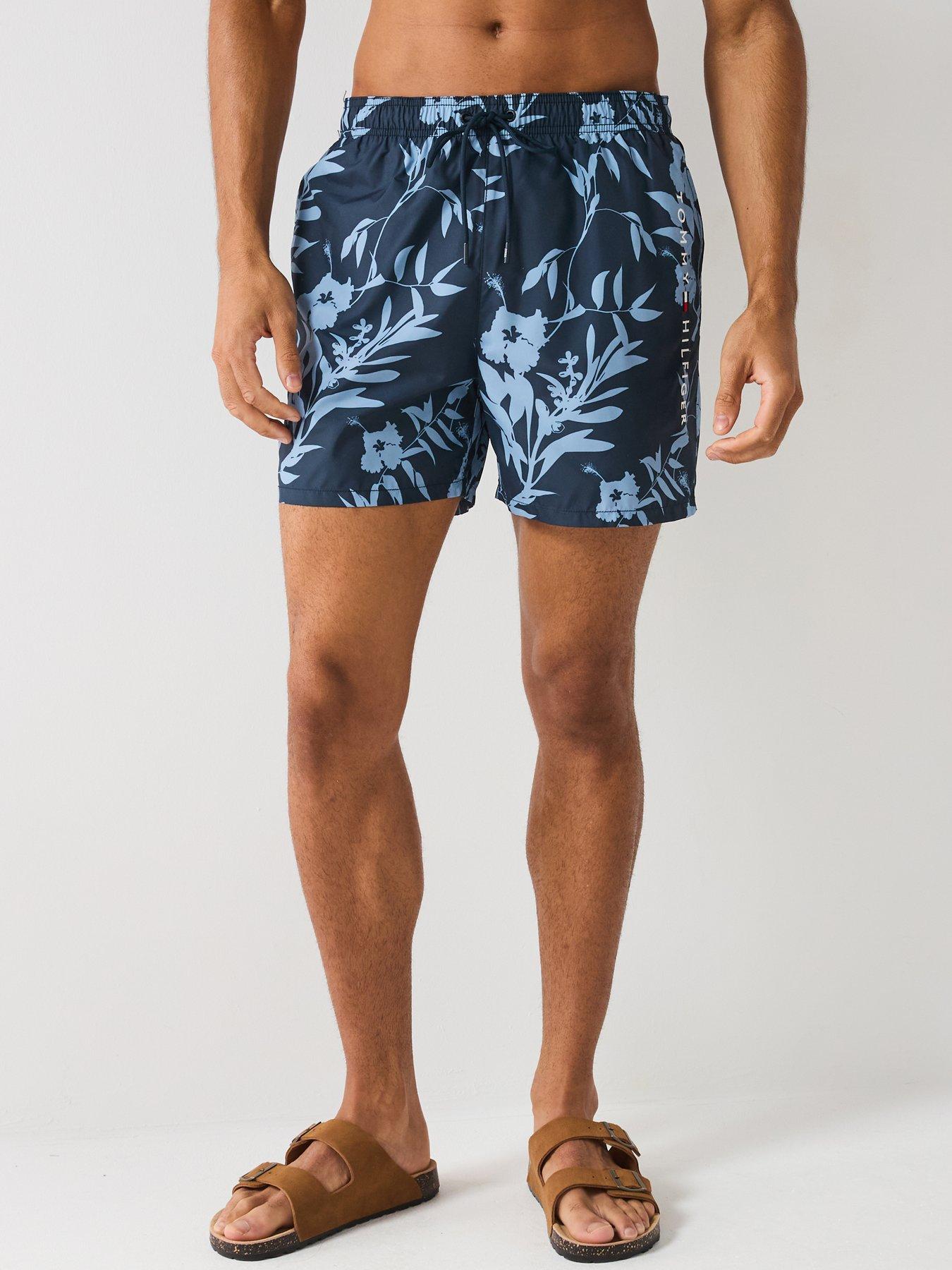  image of tommy-hilfiger-medium-drawstring-floral-print-swim-shorts-dark-floral
