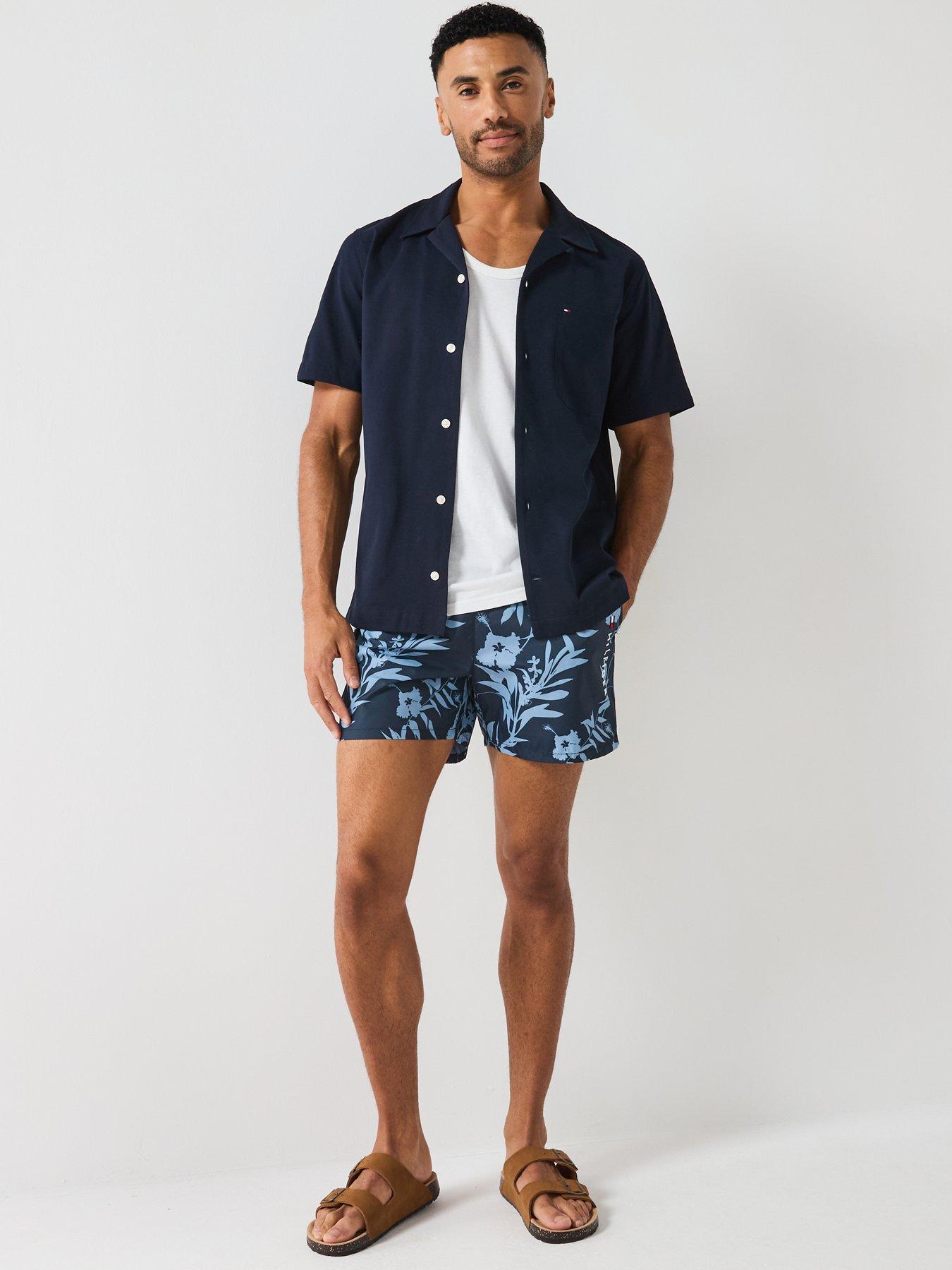  image of tommy-hilfiger-medium-drawstring-floral-print-swim-shorts-dark-floral