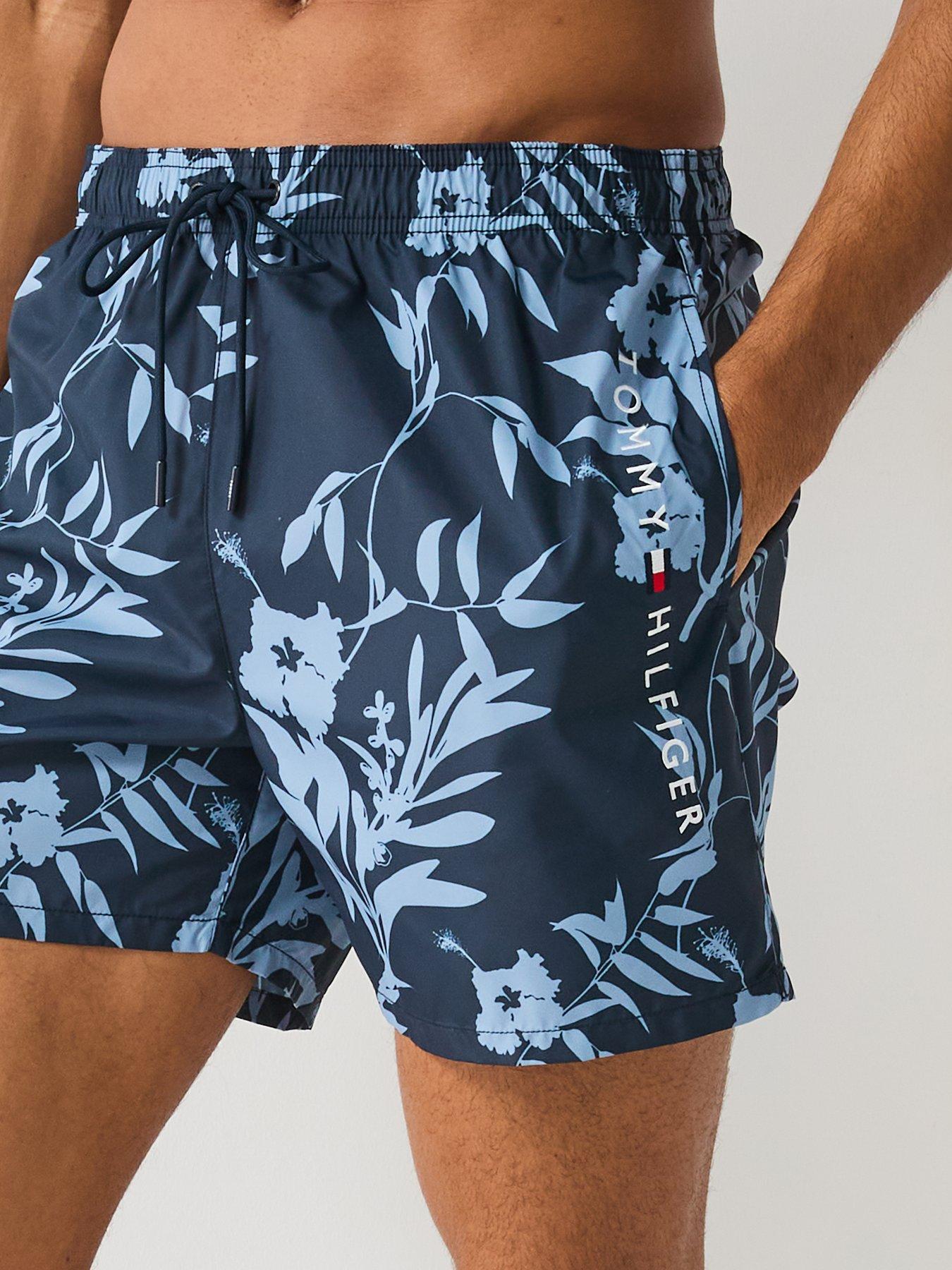  image of tommy-hilfiger-medium-drawstring-floral-print-swim-shorts-dark-floral