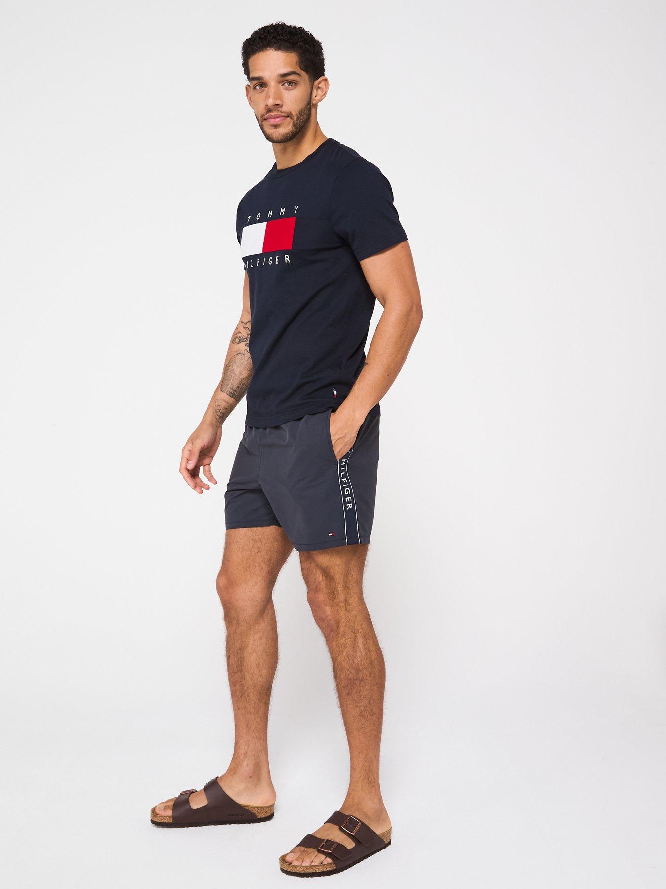  image of tommy-hilfiger-medium-drawstring-tape-swimshorts-navy