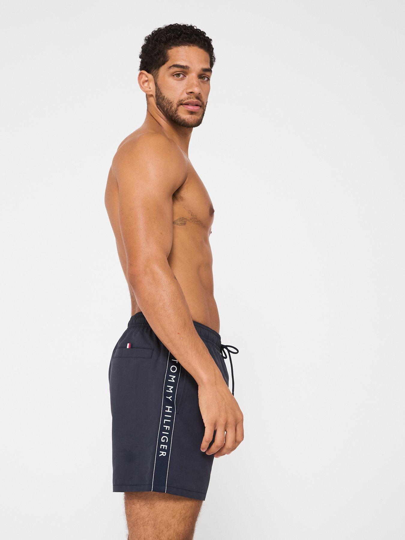  image of tommy-hilfiger-medium-drawstring-tape-swimshorts-navy