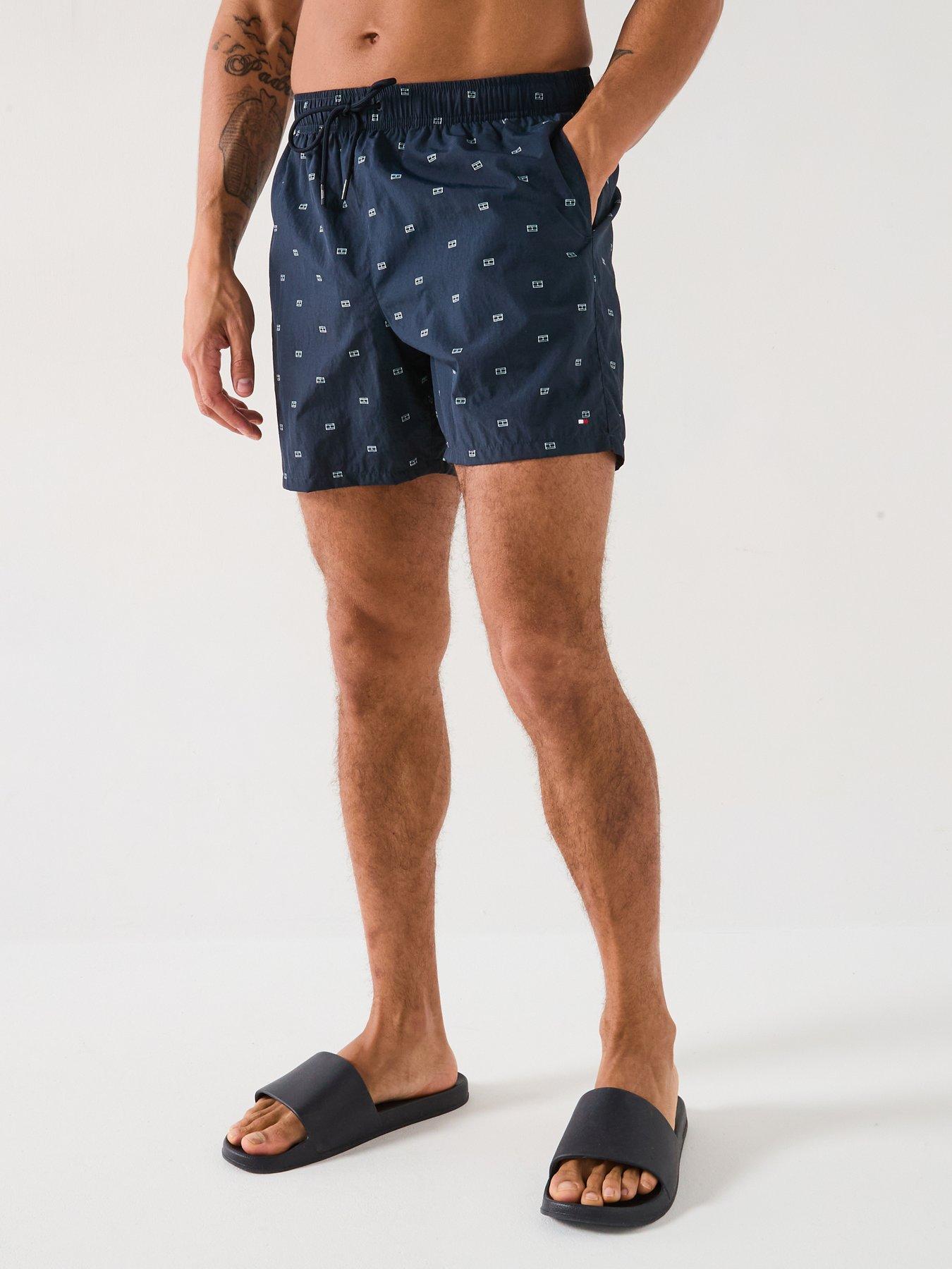 Tommy Hilfiger Medium Drawstring Flag Print Swim Shorts - Navy
