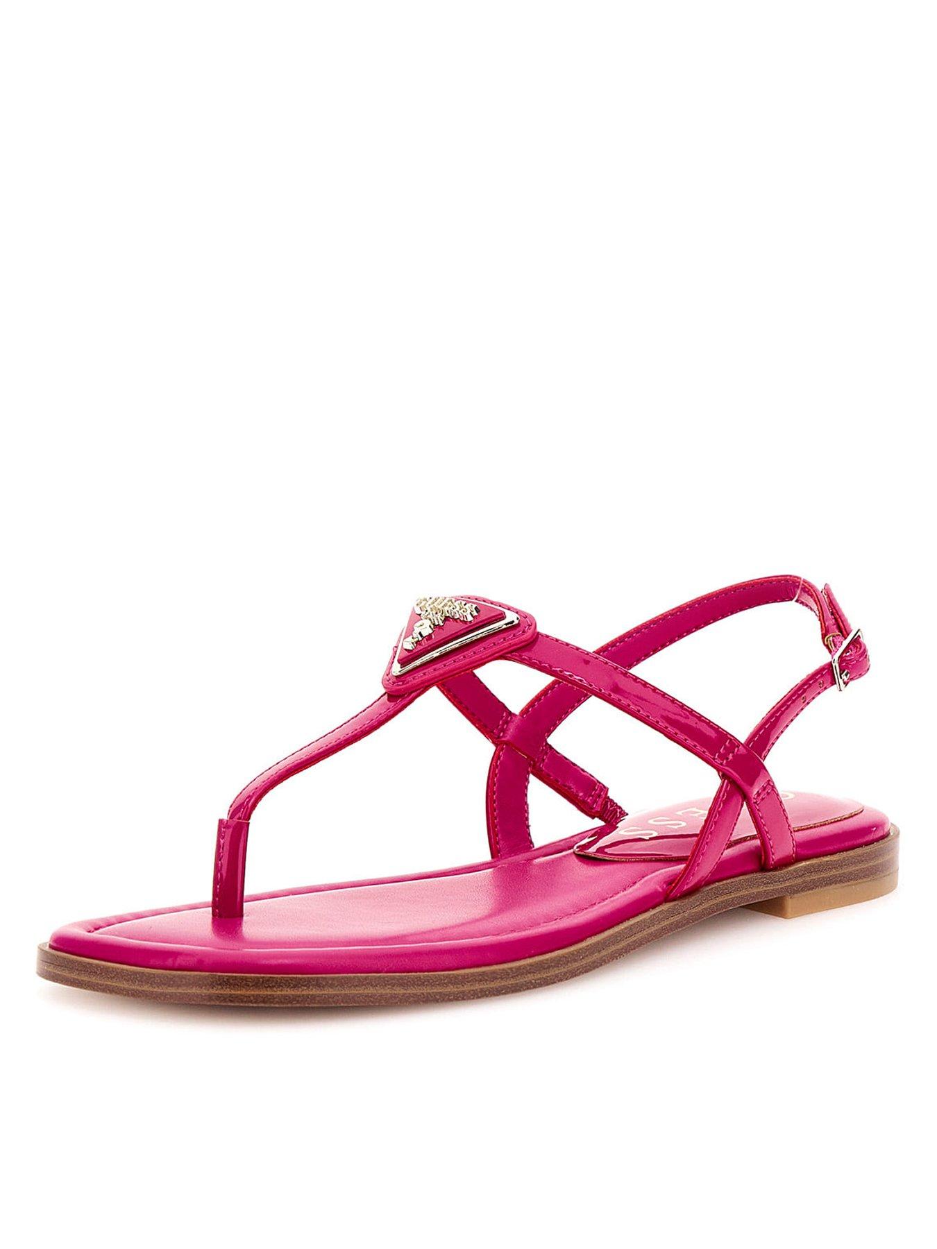 front image of guess-rainey-flat-sandal-pink