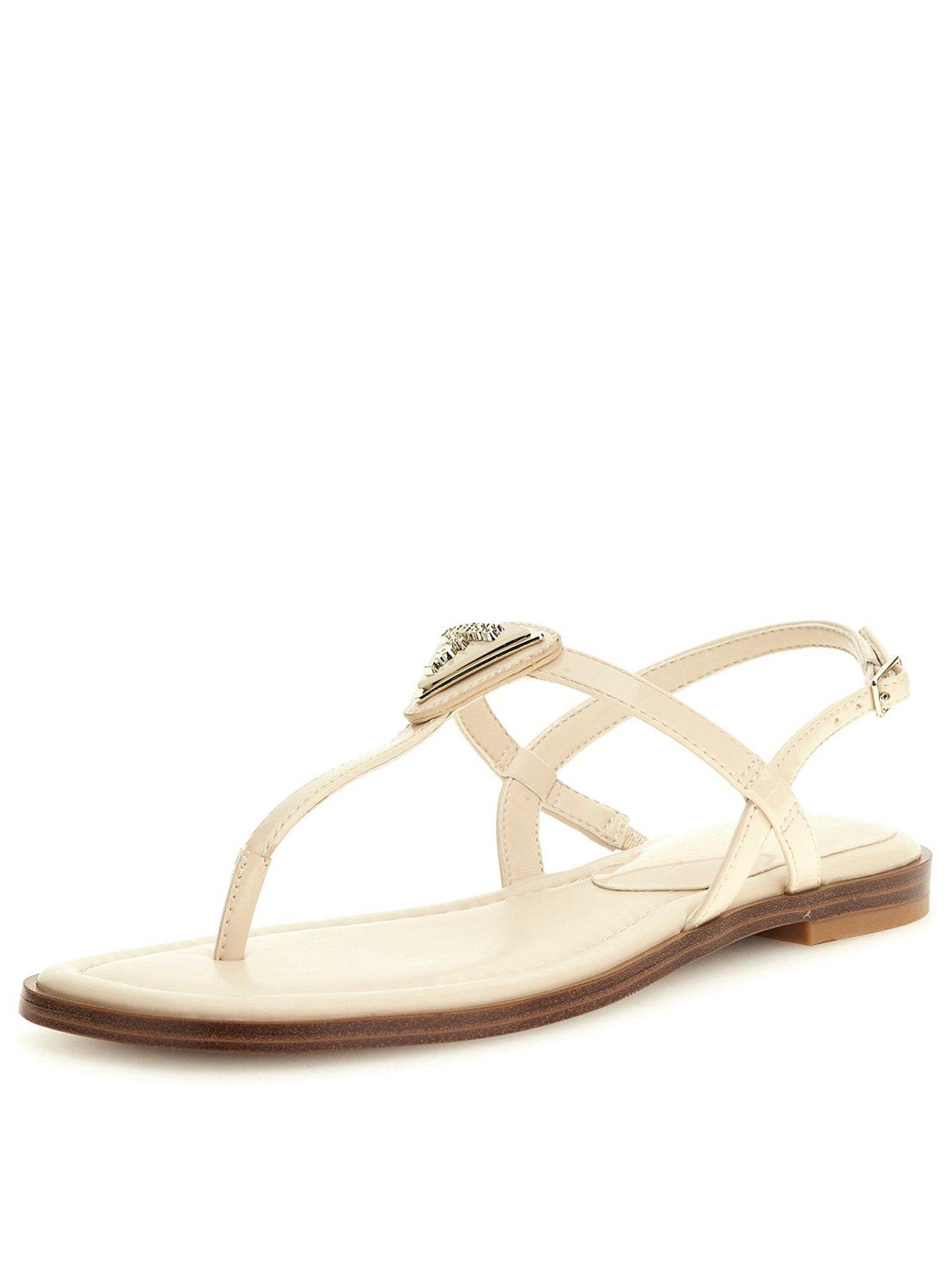 Image 1 of 4 of Guess Rainey Flat Sandal - Cream
