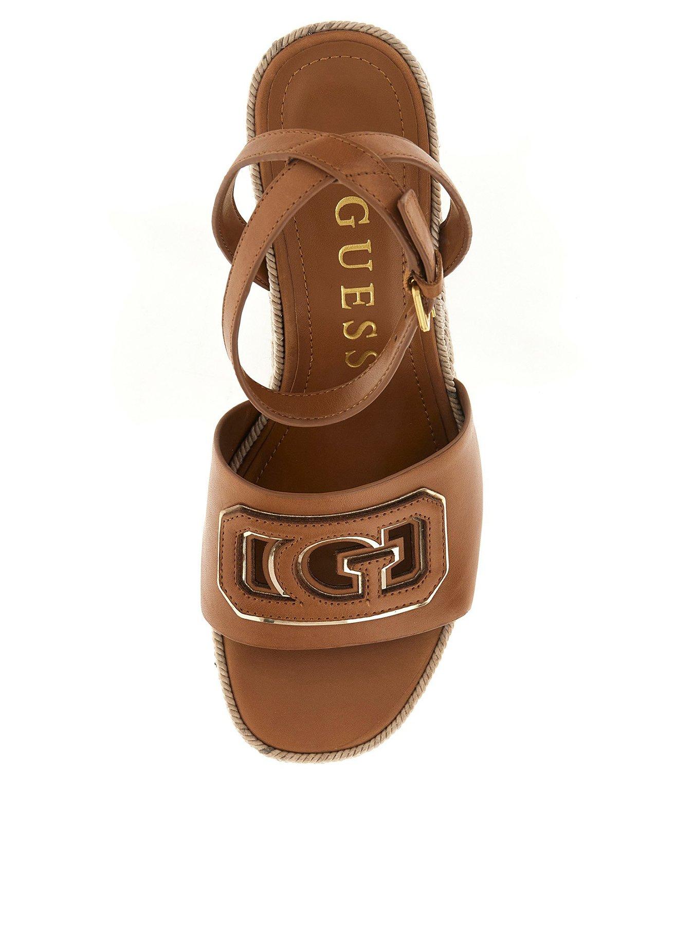 Image 3 of 4 of Guess Lanara Chunky Wedge Sandals - Brown