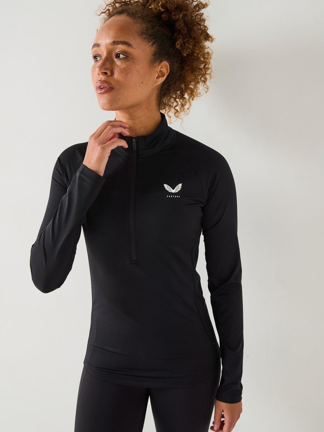 Castore Women's Training Adapt 1/2 Zip Long Sleeve Top - White Reflective/Black