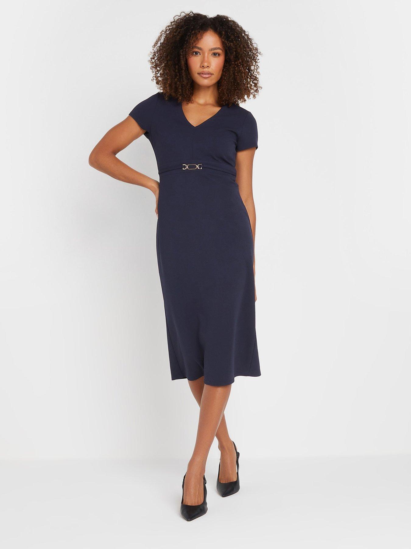 undefined Buckle Detail Midi Dress - Blue