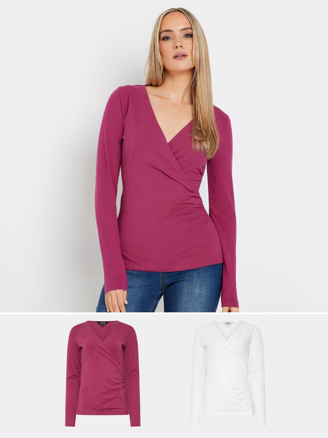 undefined 2 Pack Sleeve Wrap Top - Red
