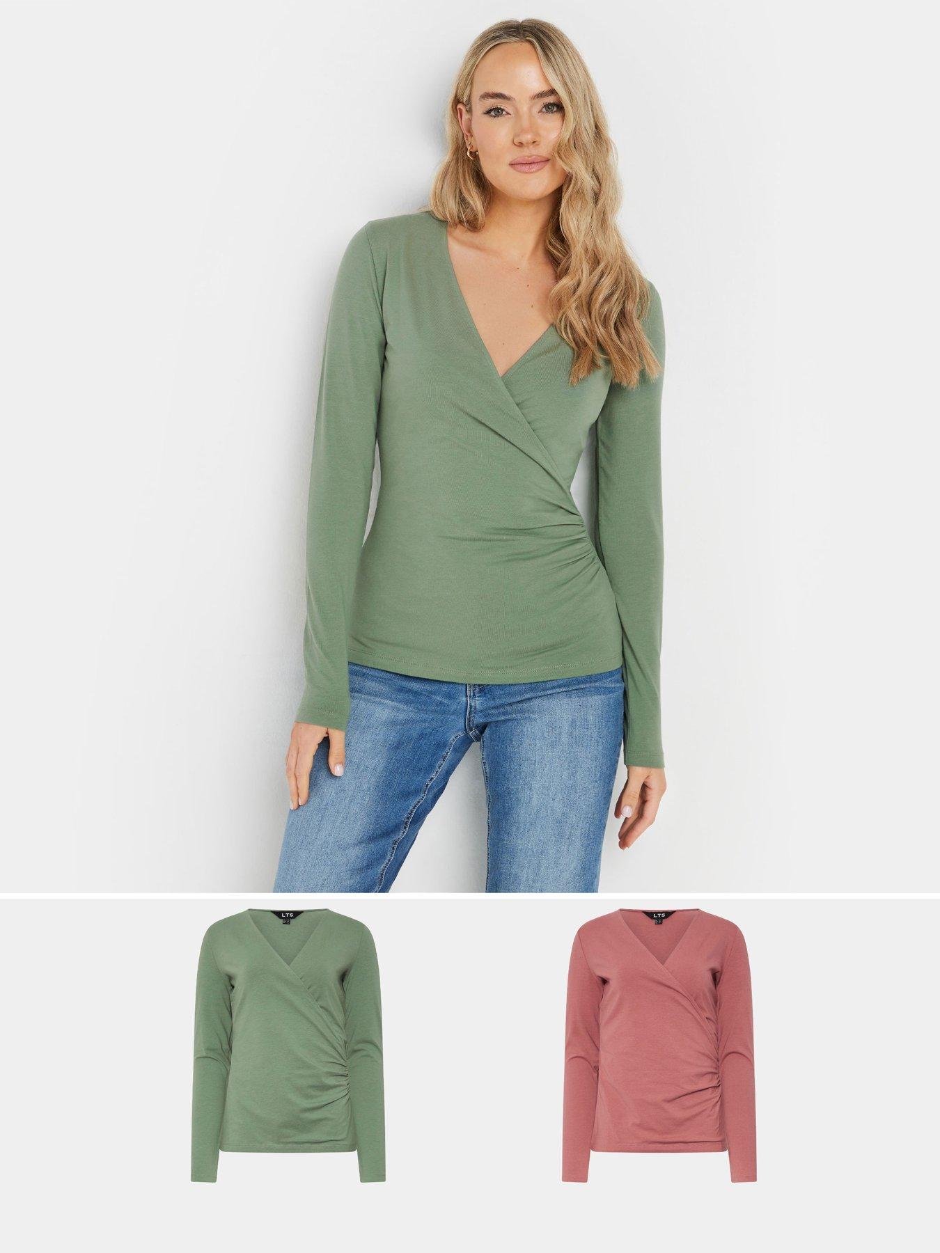undefined 2 Pack Long Sleeve Wrap Top - Multi