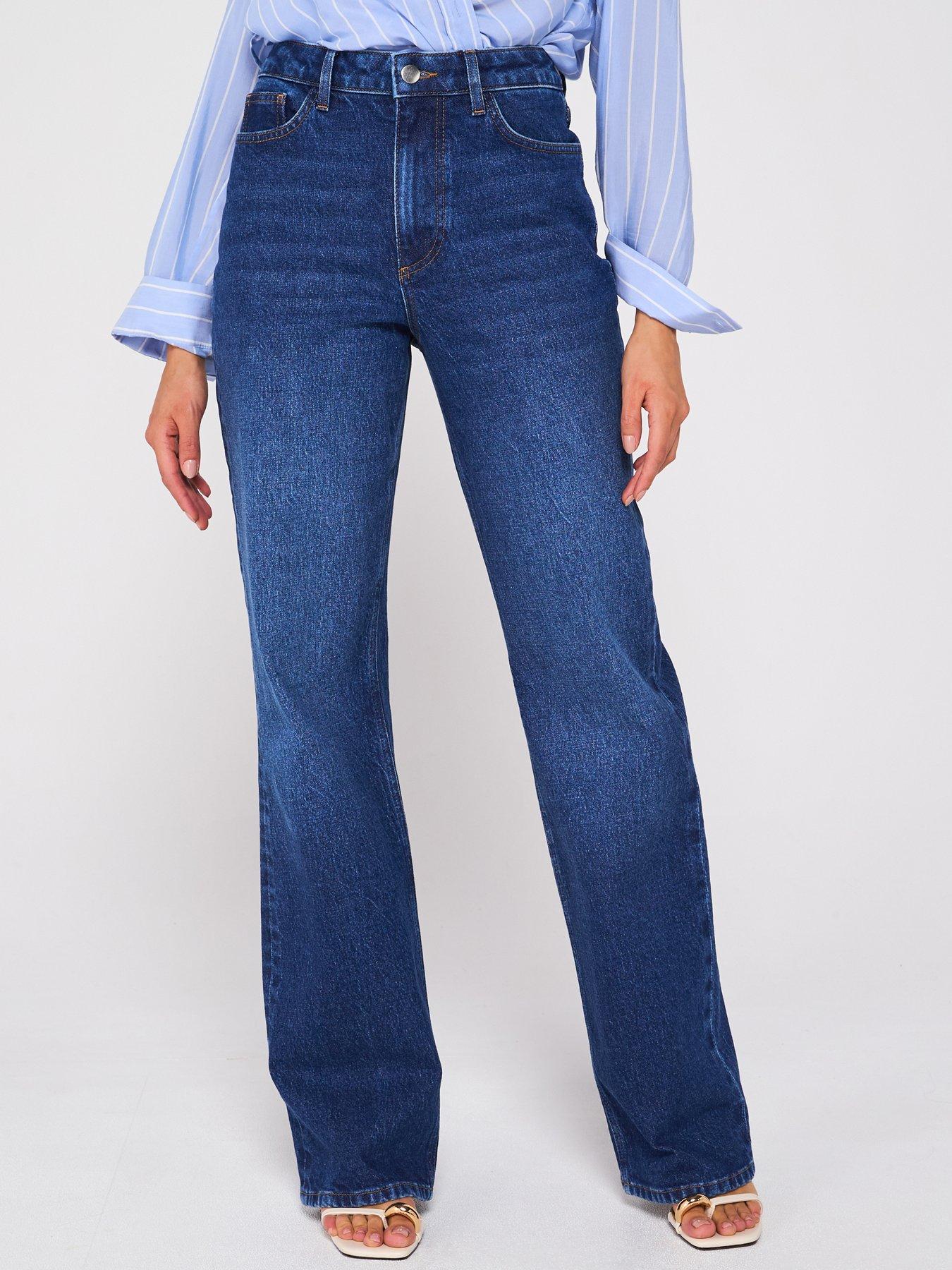  image of v-by-very-wide-leg-jeans-with-stretch-dark-wash