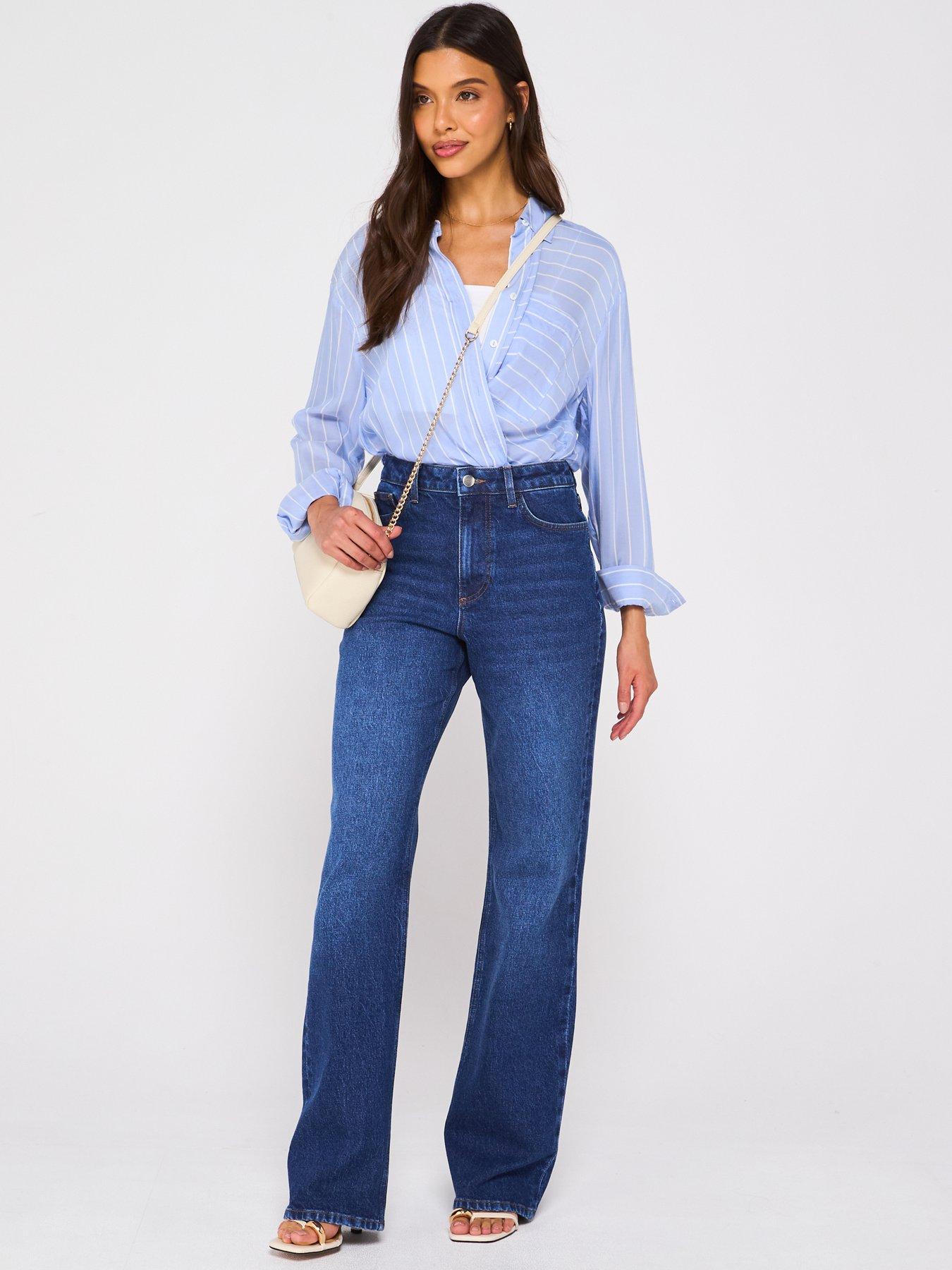  image of v-by-very-wide-leg-jeans-with-stretch-dark-wash