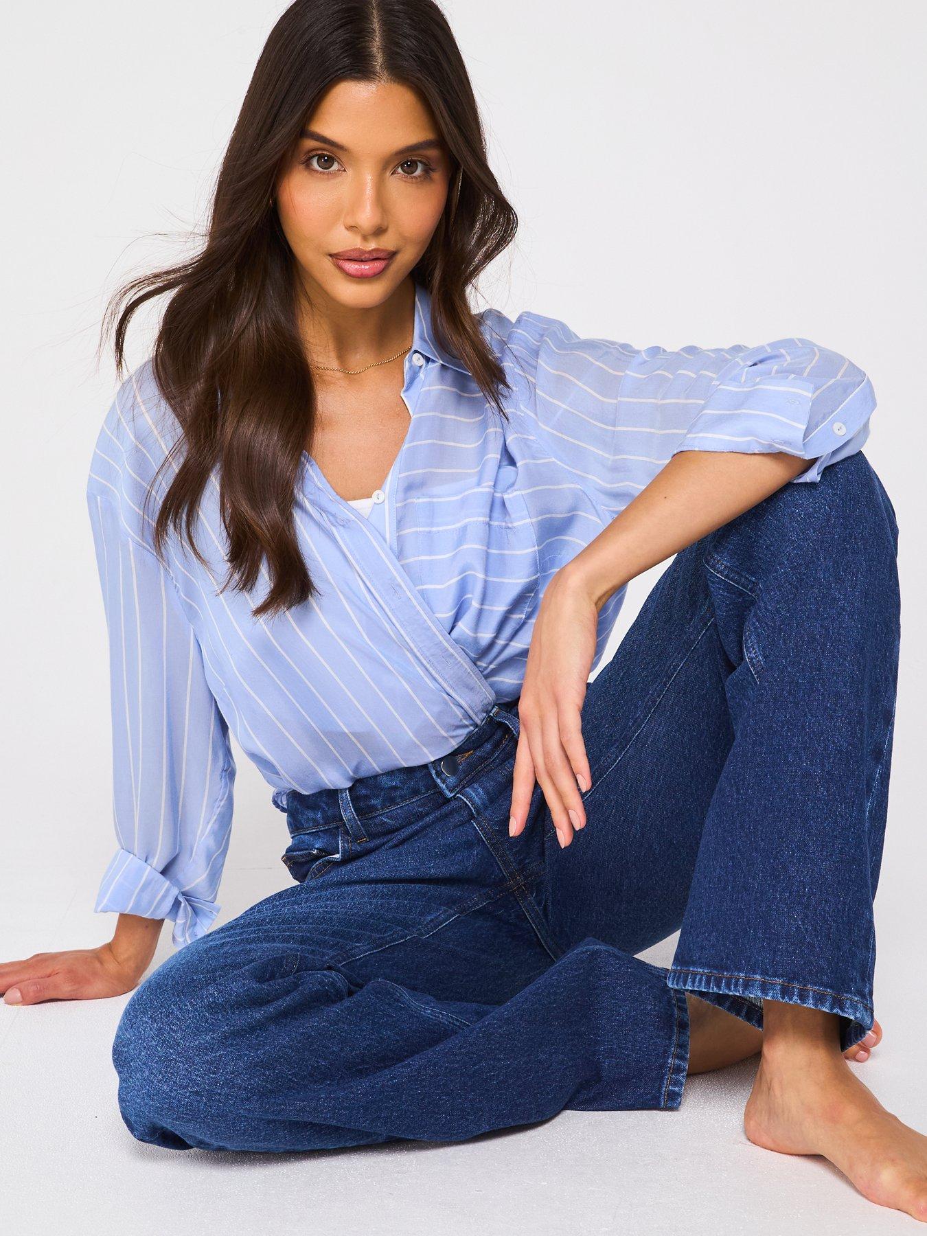  image of v-by-very-wide-leg-jeans-with-stretch-dark-wash