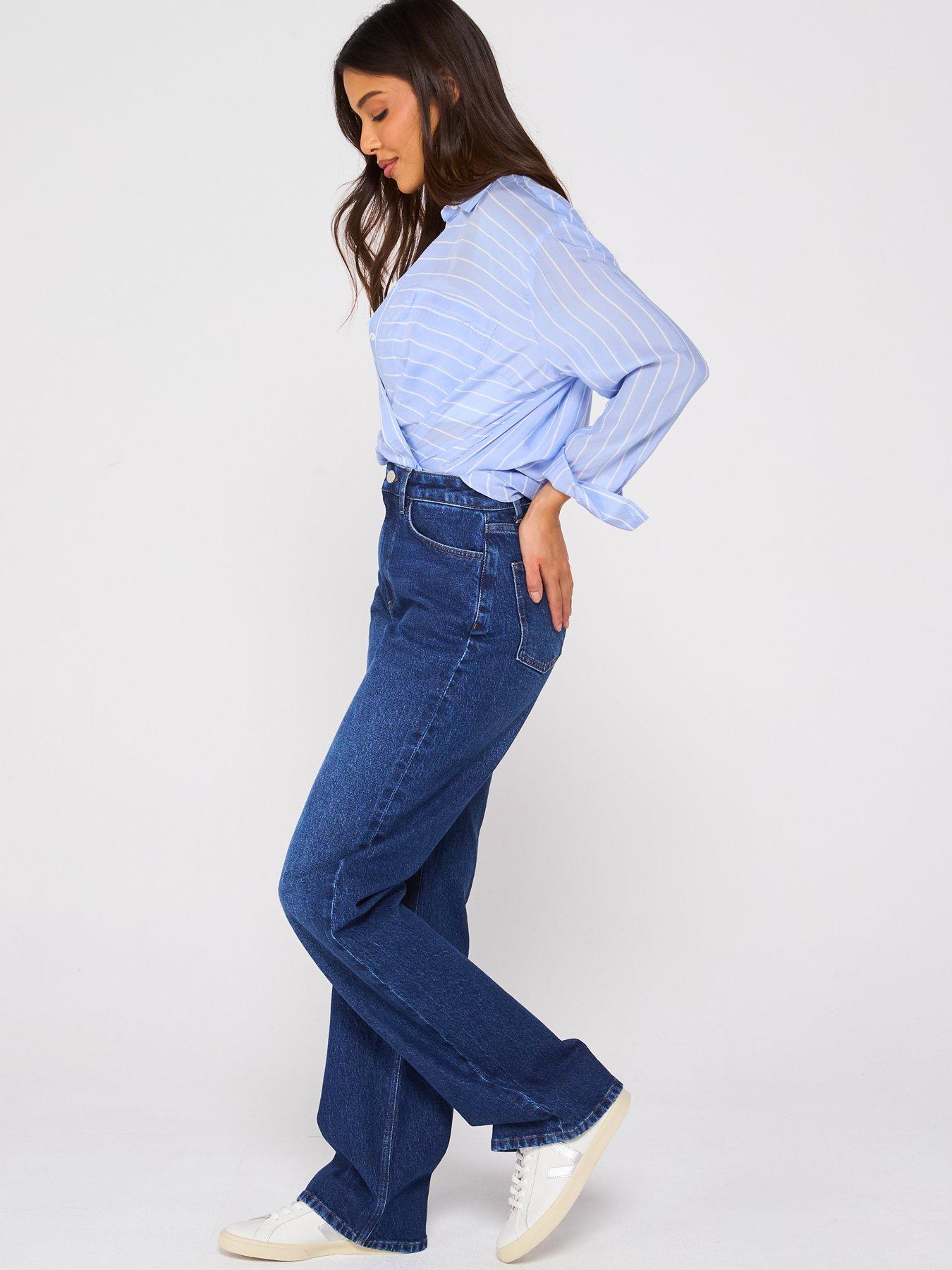  image of v-by-very-wide-leg-jeans-with-stretch-dark-wash