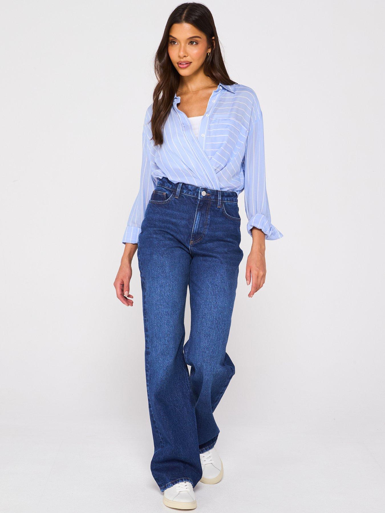  image of v-by-very-wide-leg-jeans-with-stretch-dark-wash