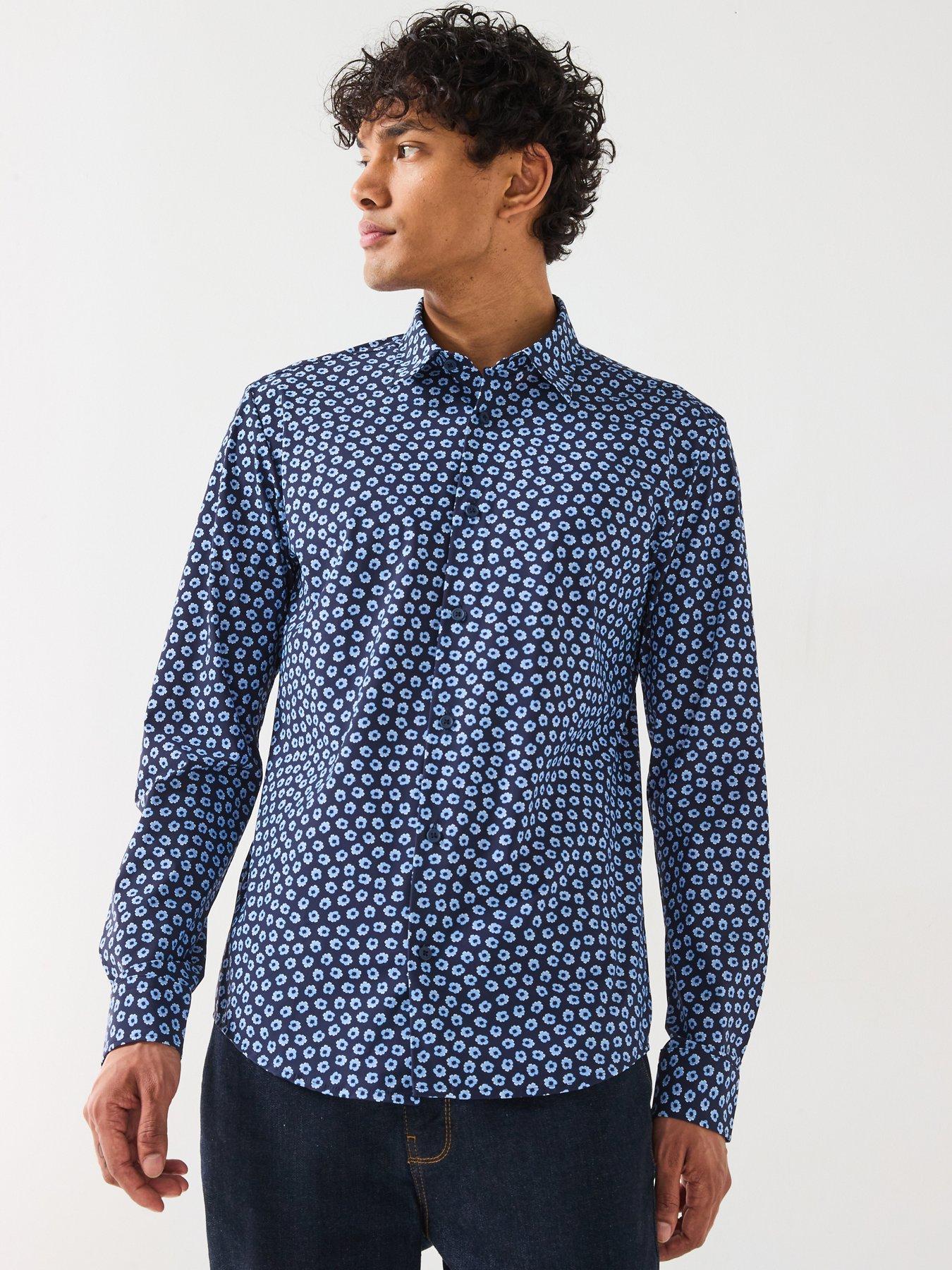 boss-p-roan-pattern-long-sleeve-shirt--dark-blue