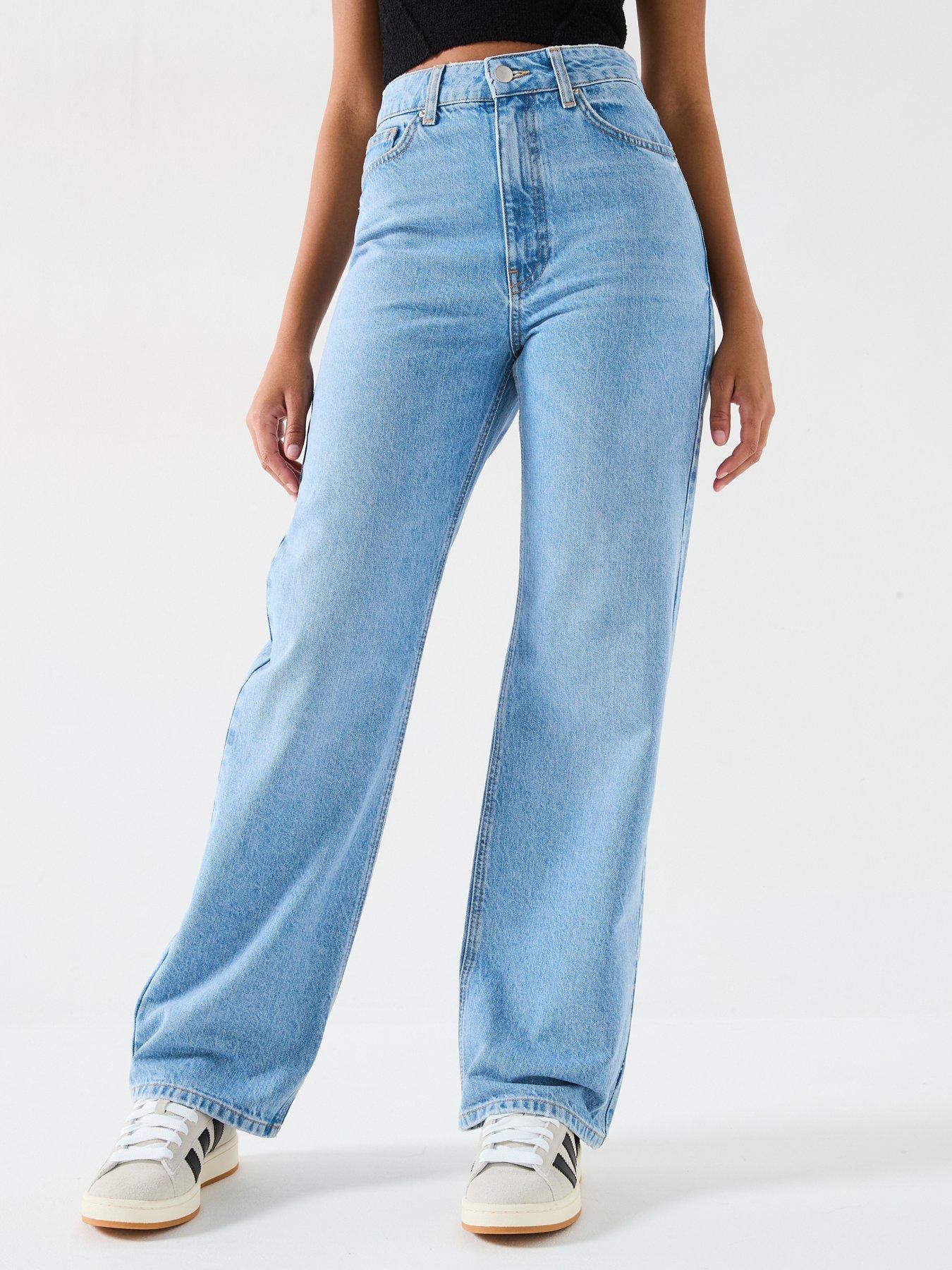 V by Very High Waist Wide Leg Jeans - Light Wash