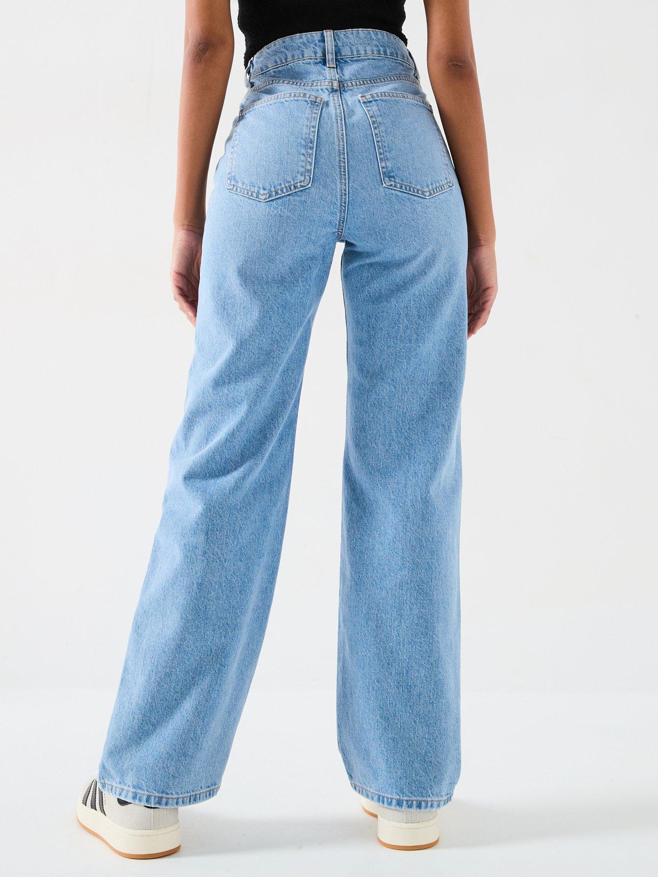  image of v-by-very-high-waist-wide-leg-jeans-light-wash