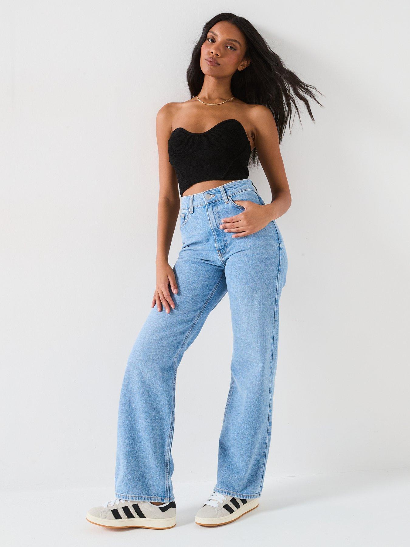  image of v-by-very-high-waist-wide-leg-jeans-light-wash