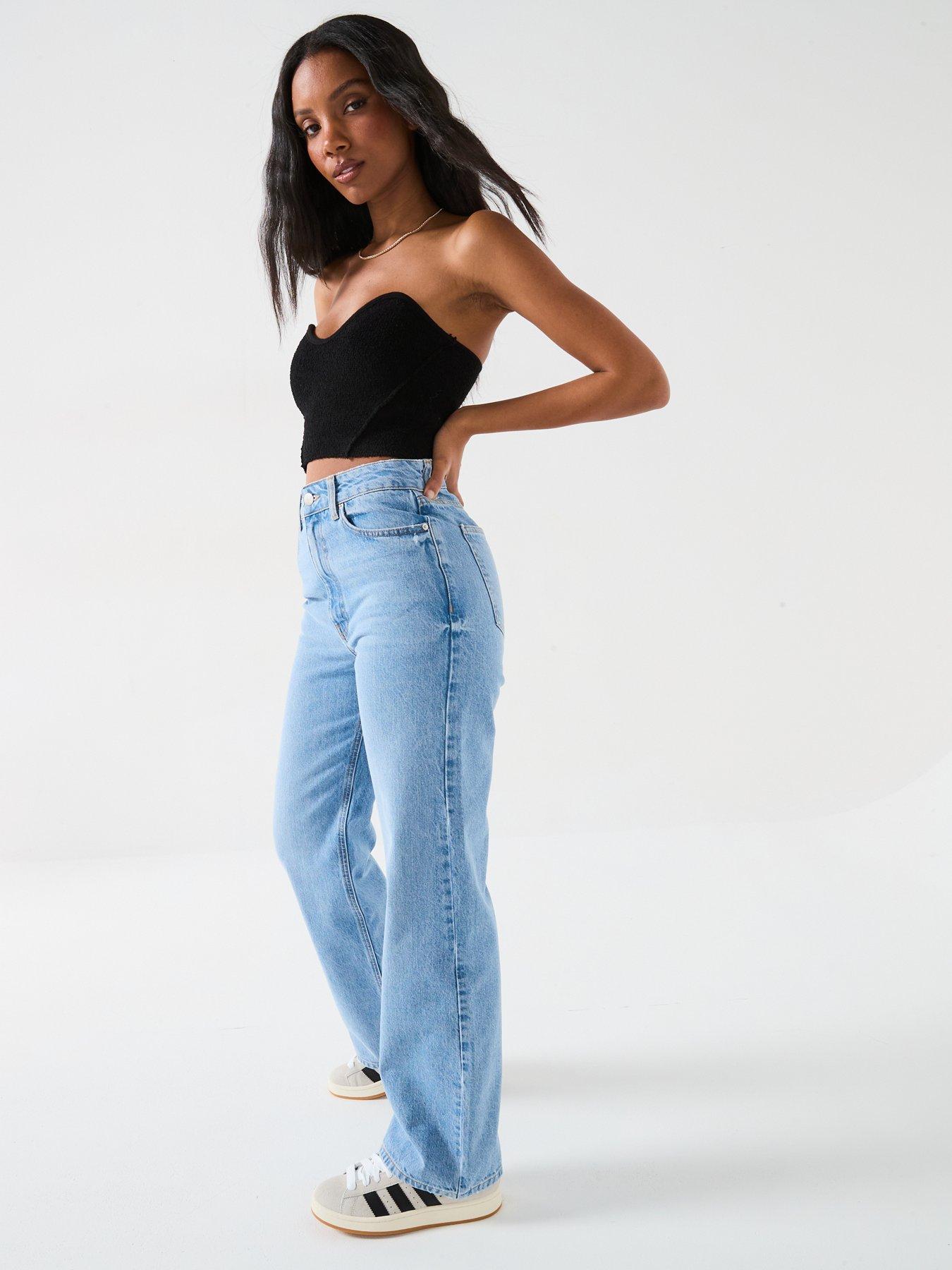 image of v-by-very-high-waist-wide-leg-jeans-light-wash