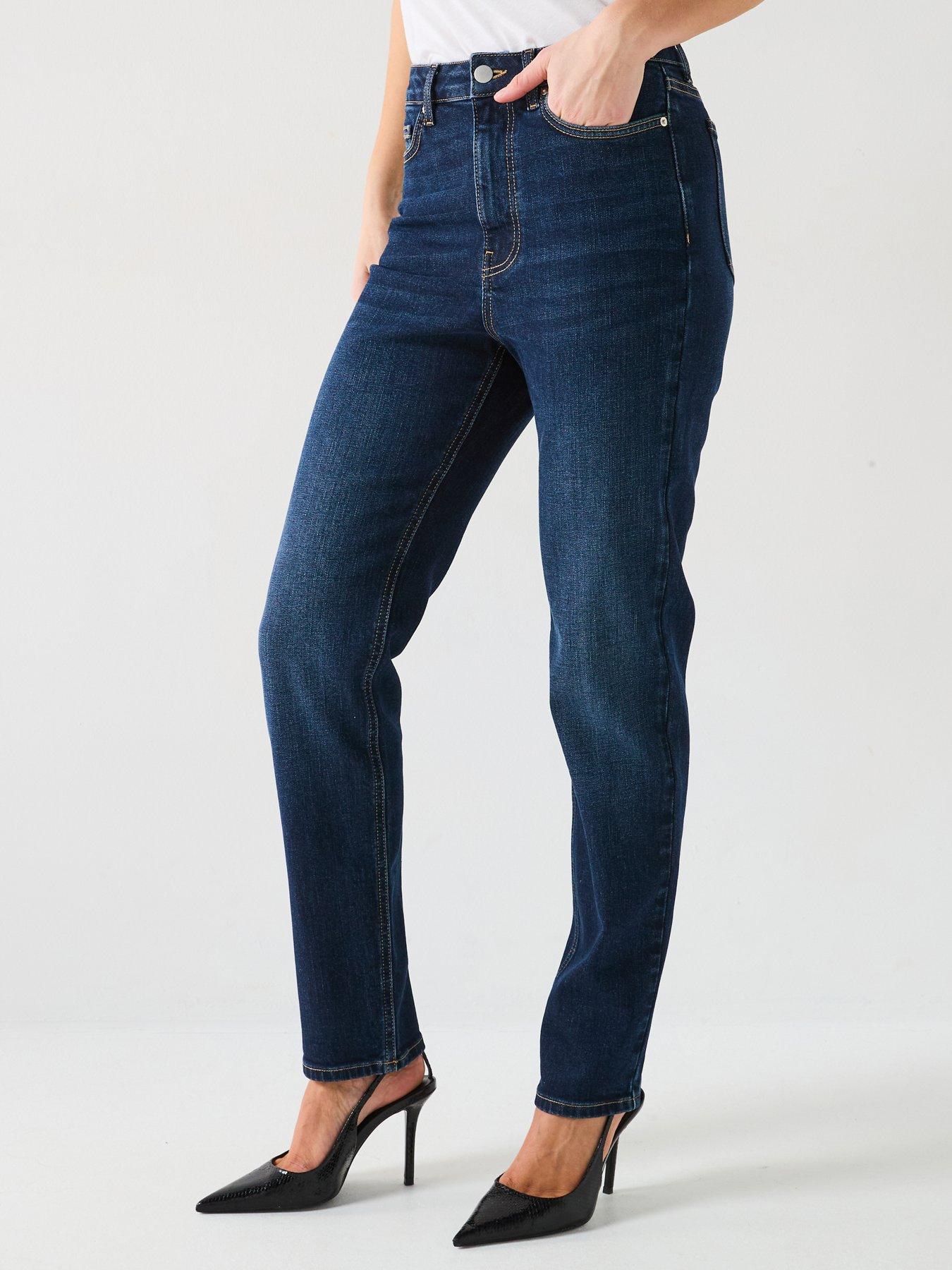 image of v-by-very-slim-fit-high-waist-jeans-dark-wash