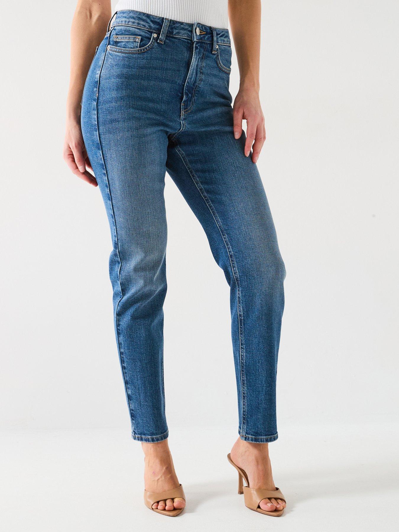  image of v-by-very-slim-fit-high-waist-jeans-midi-wash
