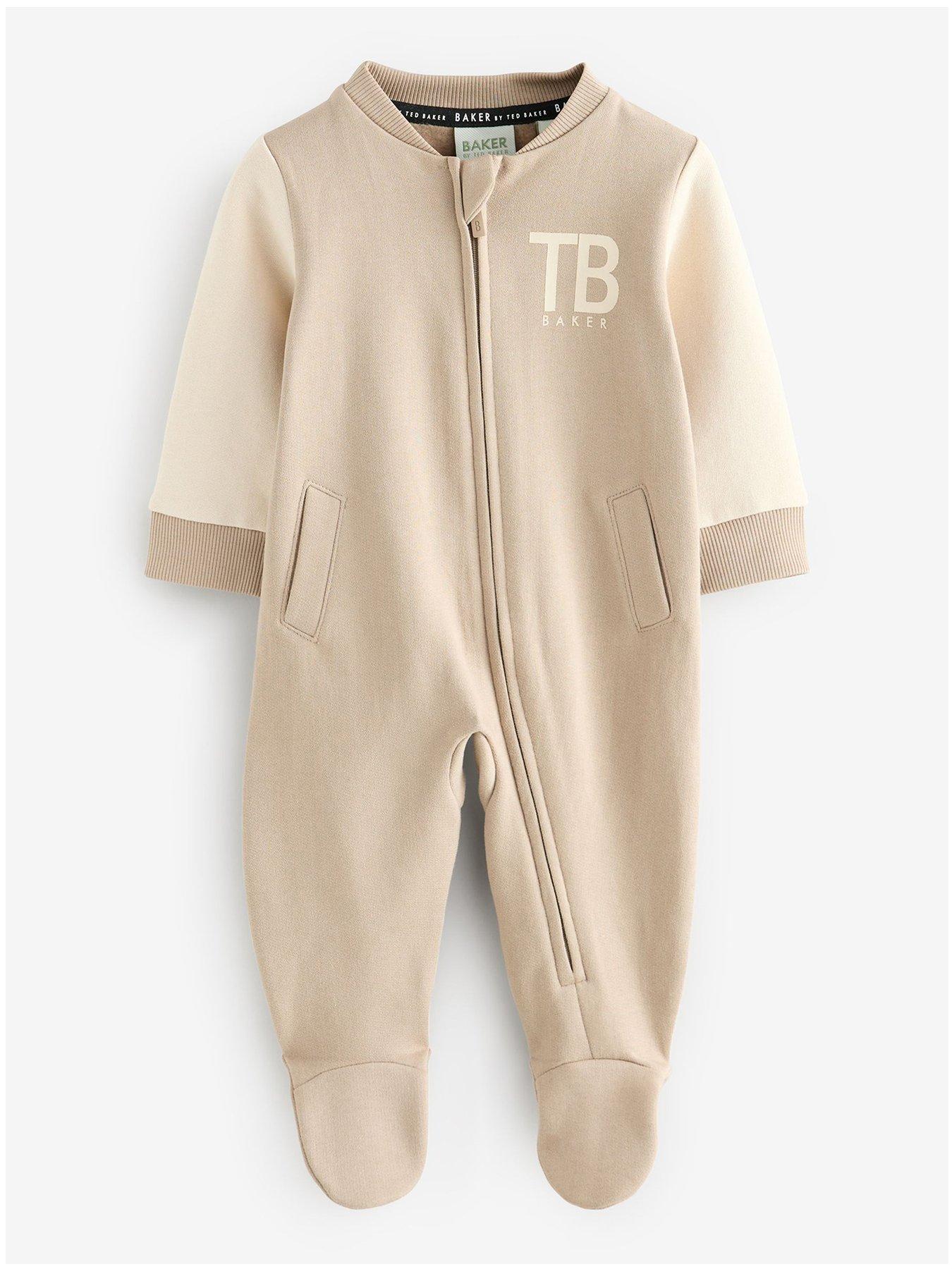 Ted Baker Baby Boys Varsity Sleepsuit Beige Littlewoods