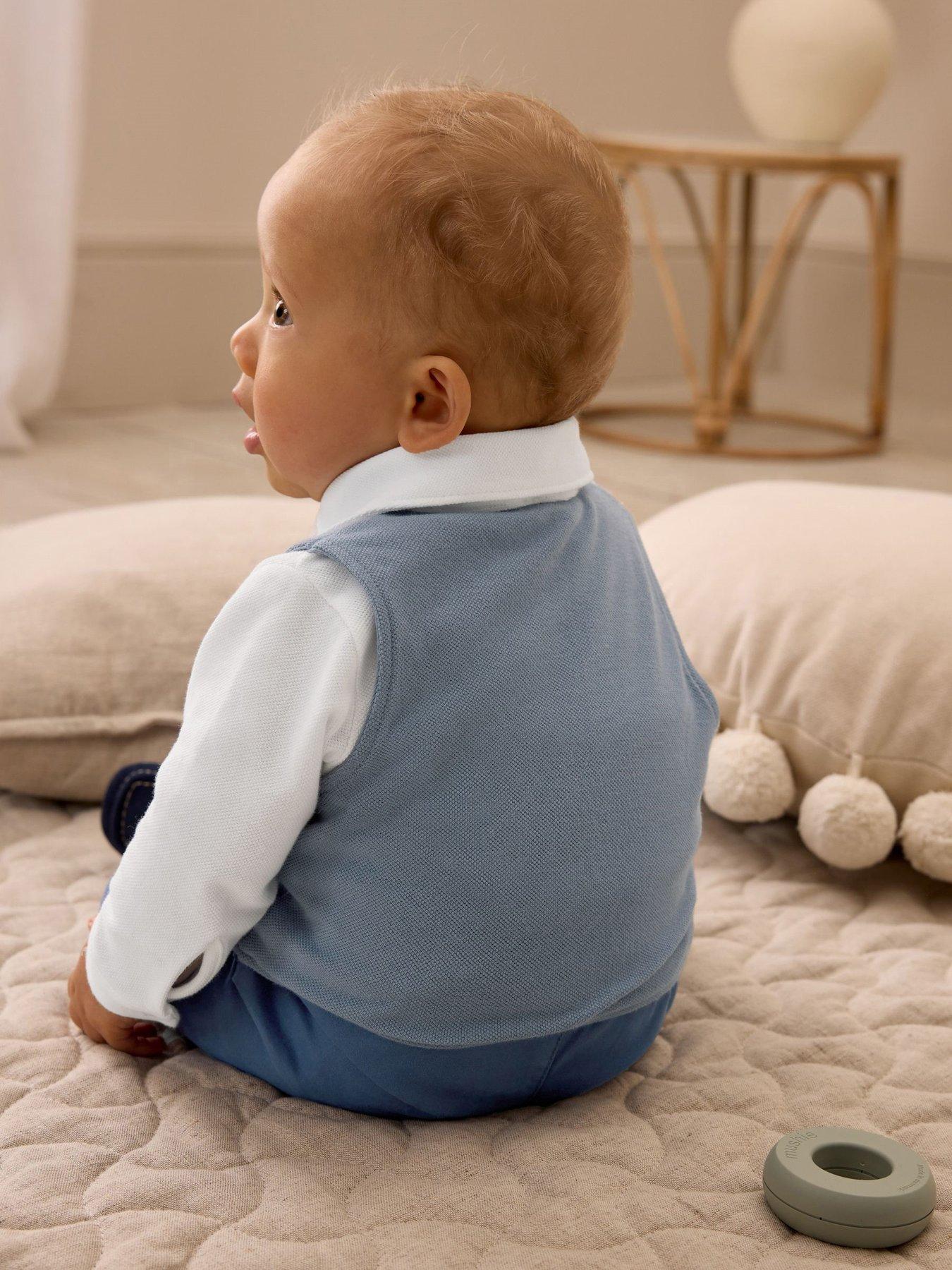  image of ted-baker-baby-boys-smart-mock-romper-blue