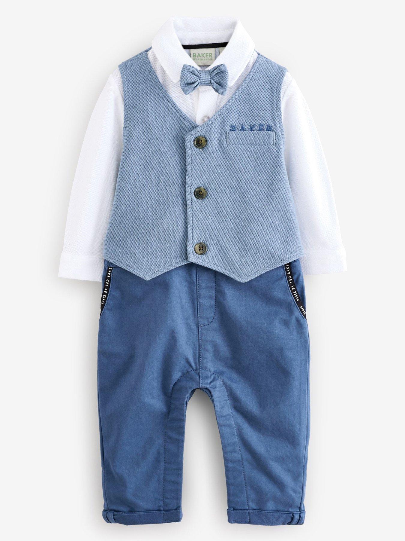  image of ted-baker-baby-boys-smart-mock-romper-blue