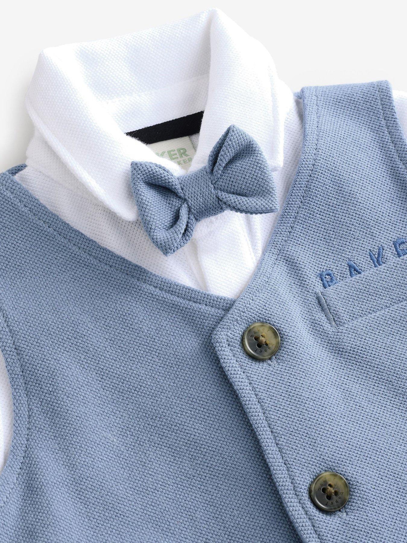  image of ted-baker-baby-boys-smart-mock-romper-blue