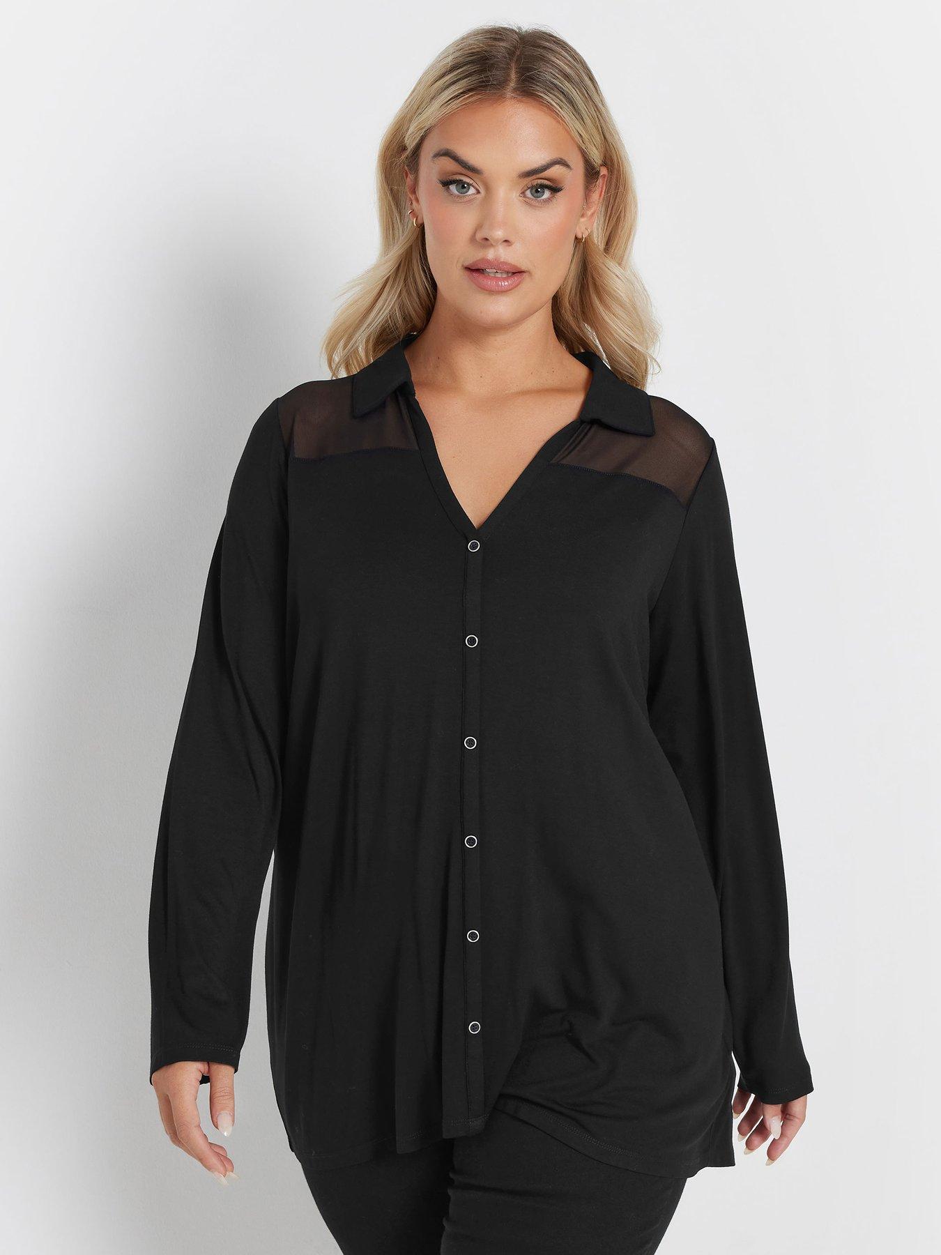 undefined Curve Mesh Panel Long Sleeve Shirt - Black