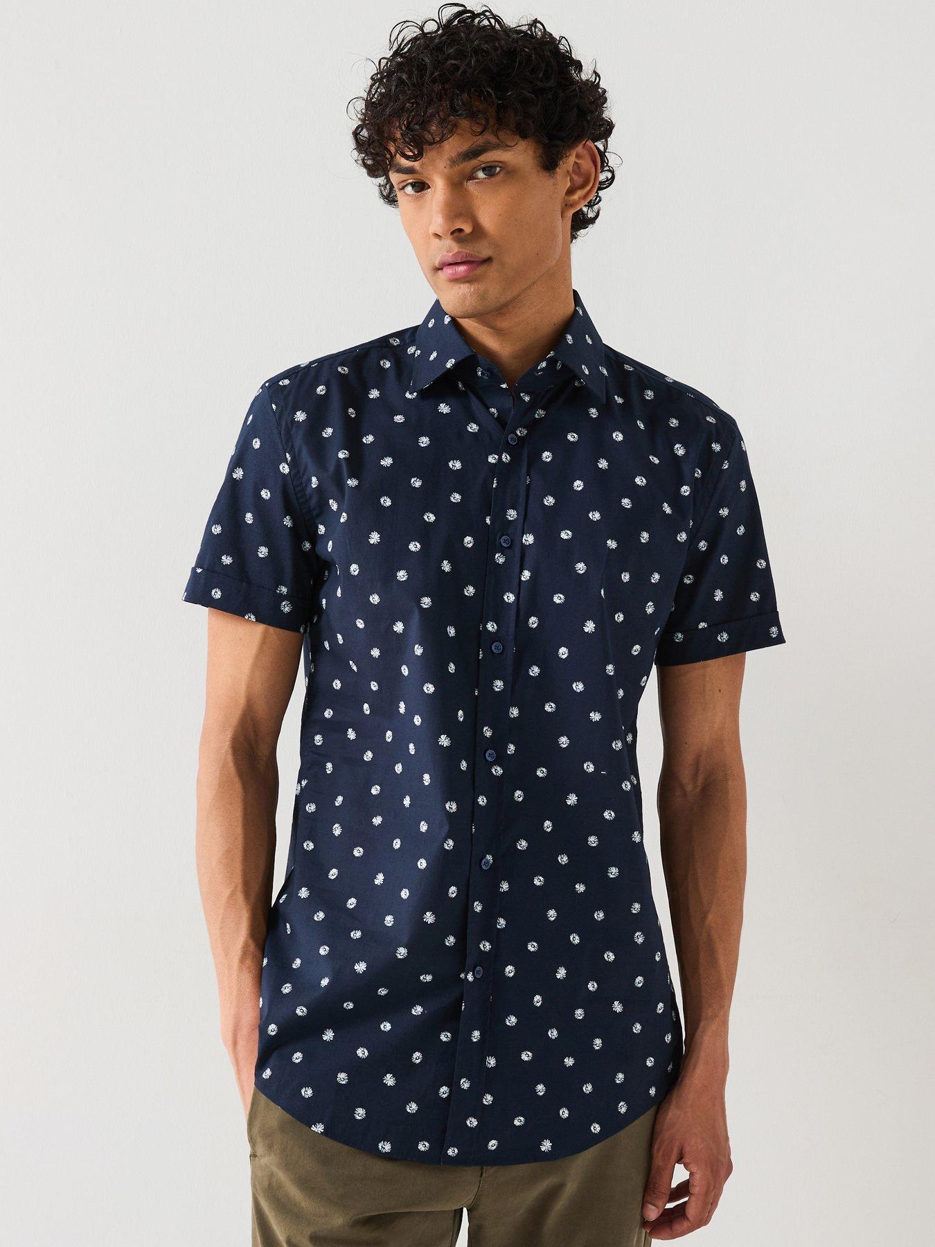 boss-h-hank-polka-dot-short-sleeve-shirt-dark-blue