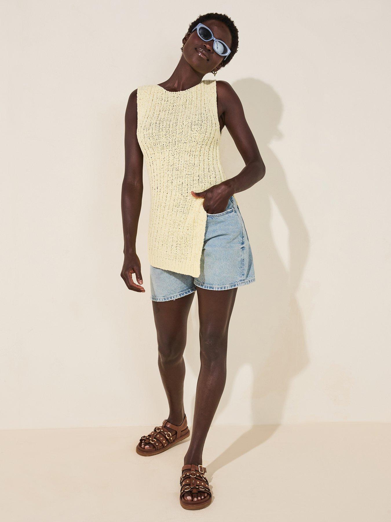  image of v-by-very-easy-denim-shorts-mid-wash