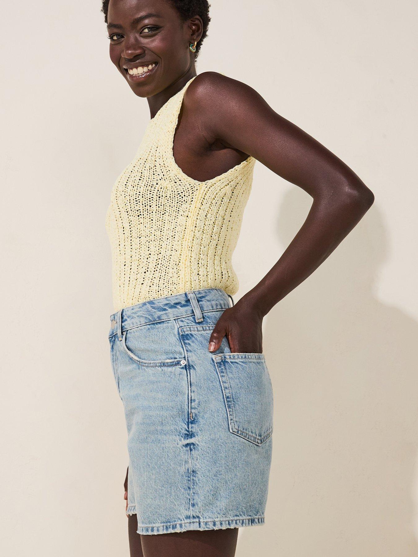  image of v-by-very-easy-denim-shorts-mid-wash