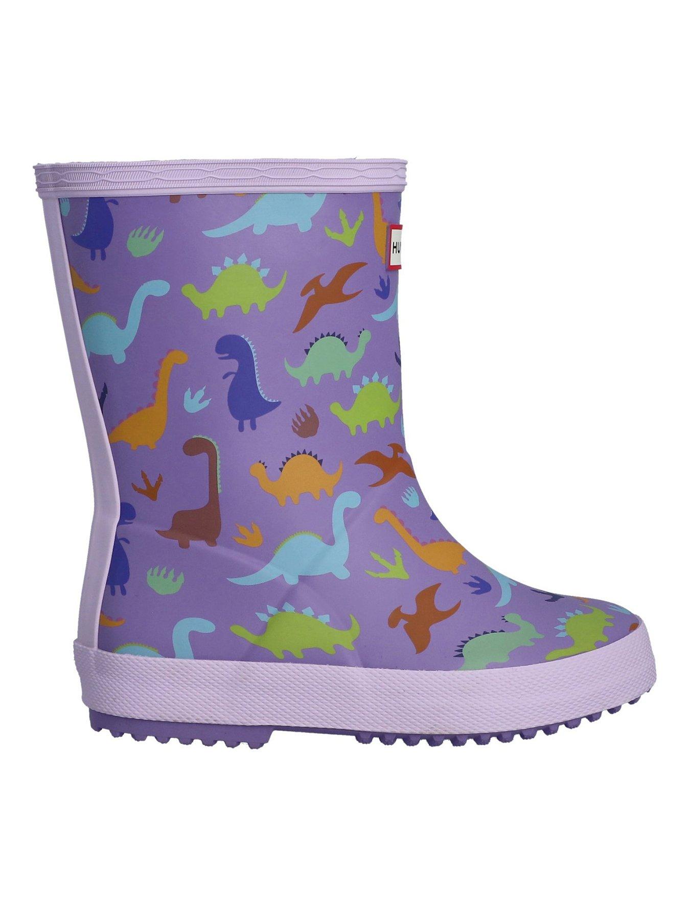 undefined Kids First Dinosaur Print Wellington Boot - Purple