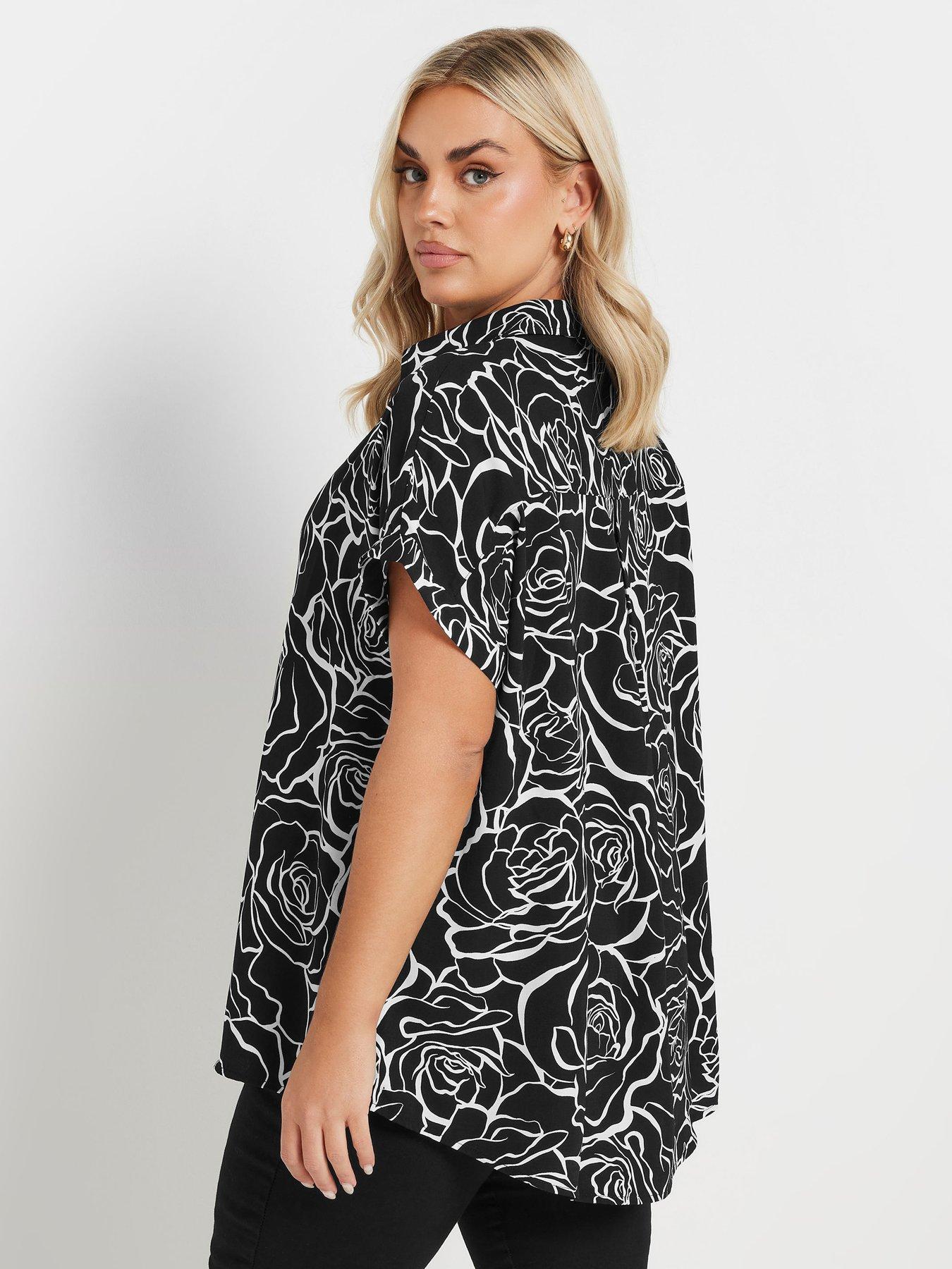  image of yours-curve-floral-print-blouse-black