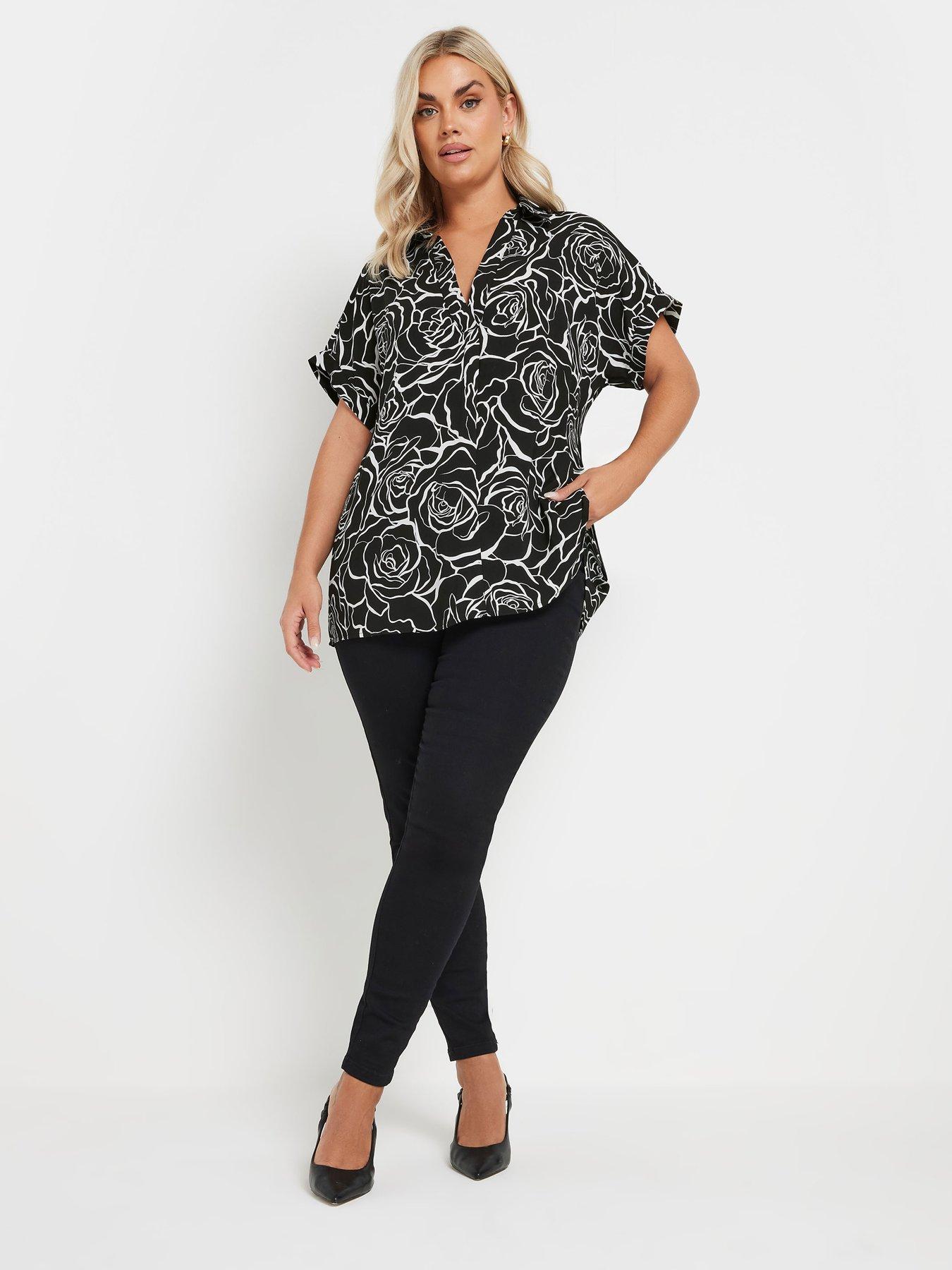  image of yours-curve-floral-print-blouse-black