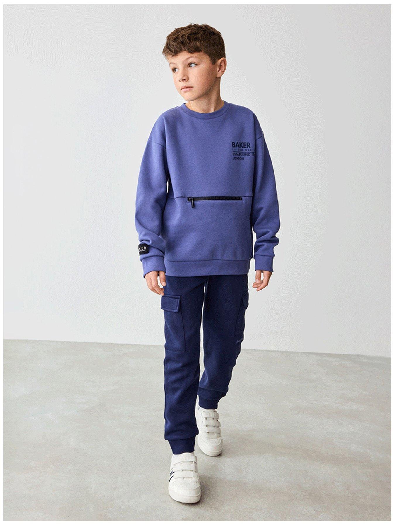  image of ted-baker-boys-t-shirt-cargo-trousers-set-blue
