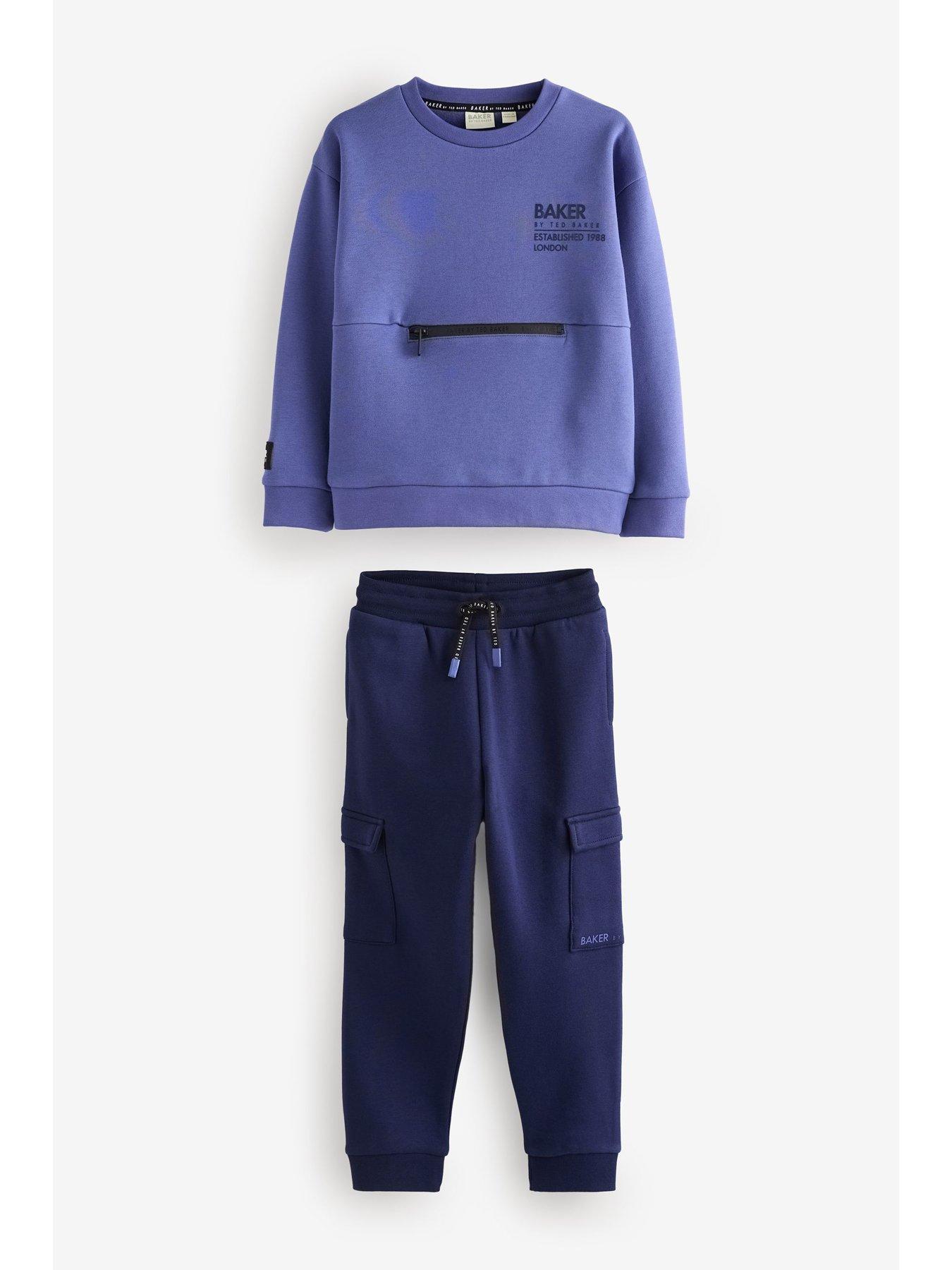  image of ted-baker-boys-t-shirt-cargo-trousers-set-blue