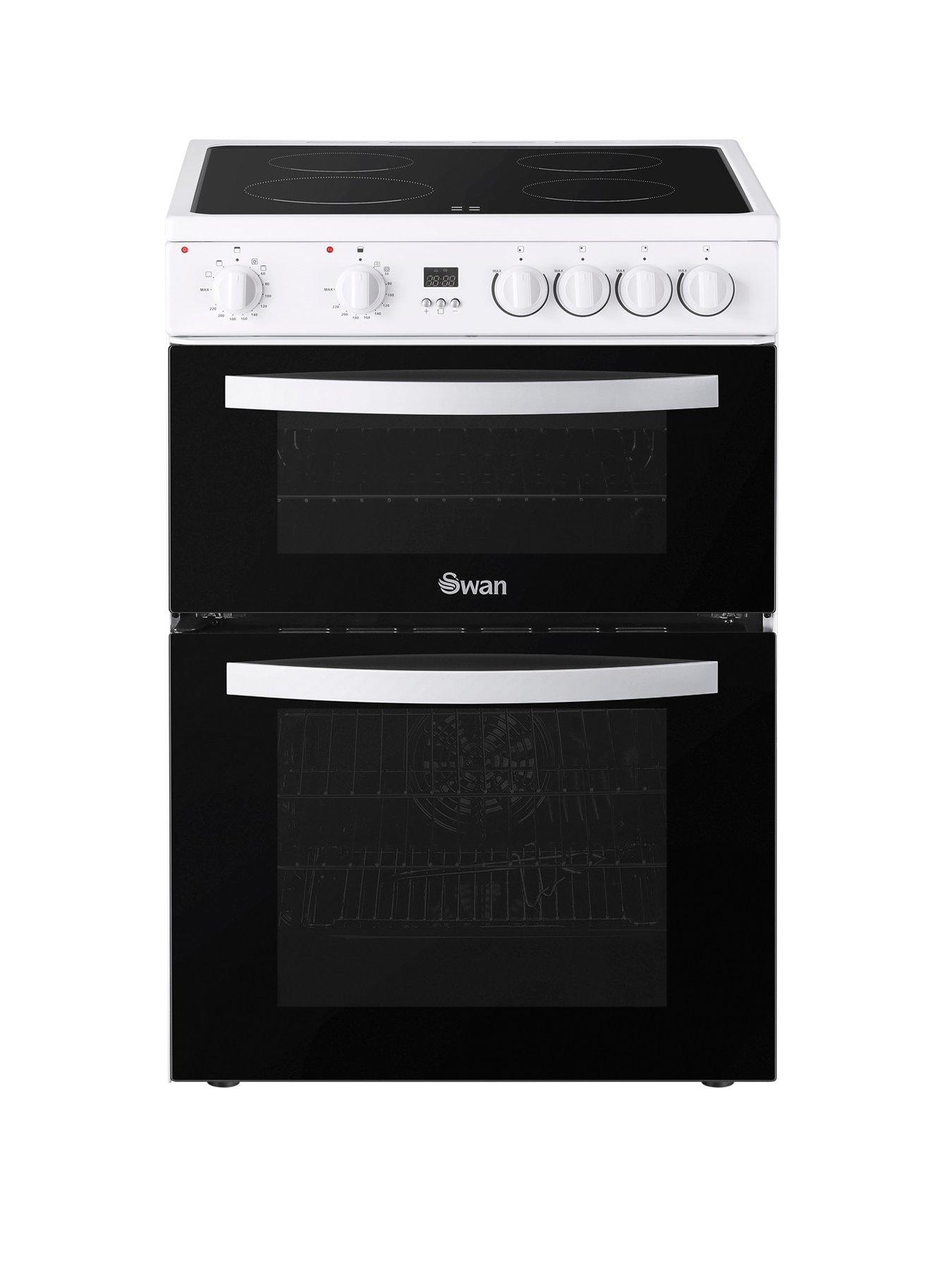 undefined SX16730W 60cm Electric Double Oven Ceramic Hob Cooker - White