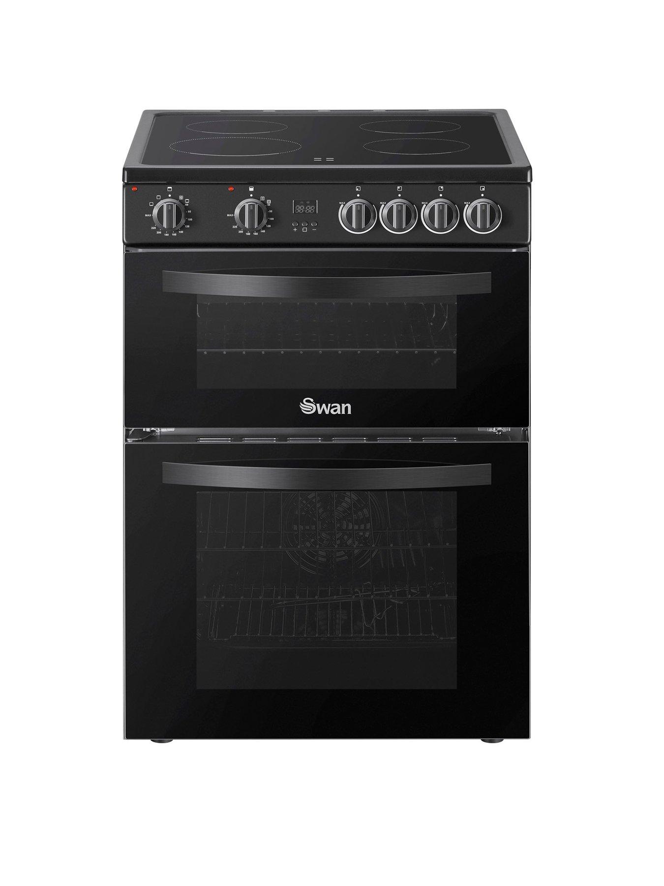 undefined SX16730B 60cm Electric Double Oven Ceramic Hob Cooker - Black